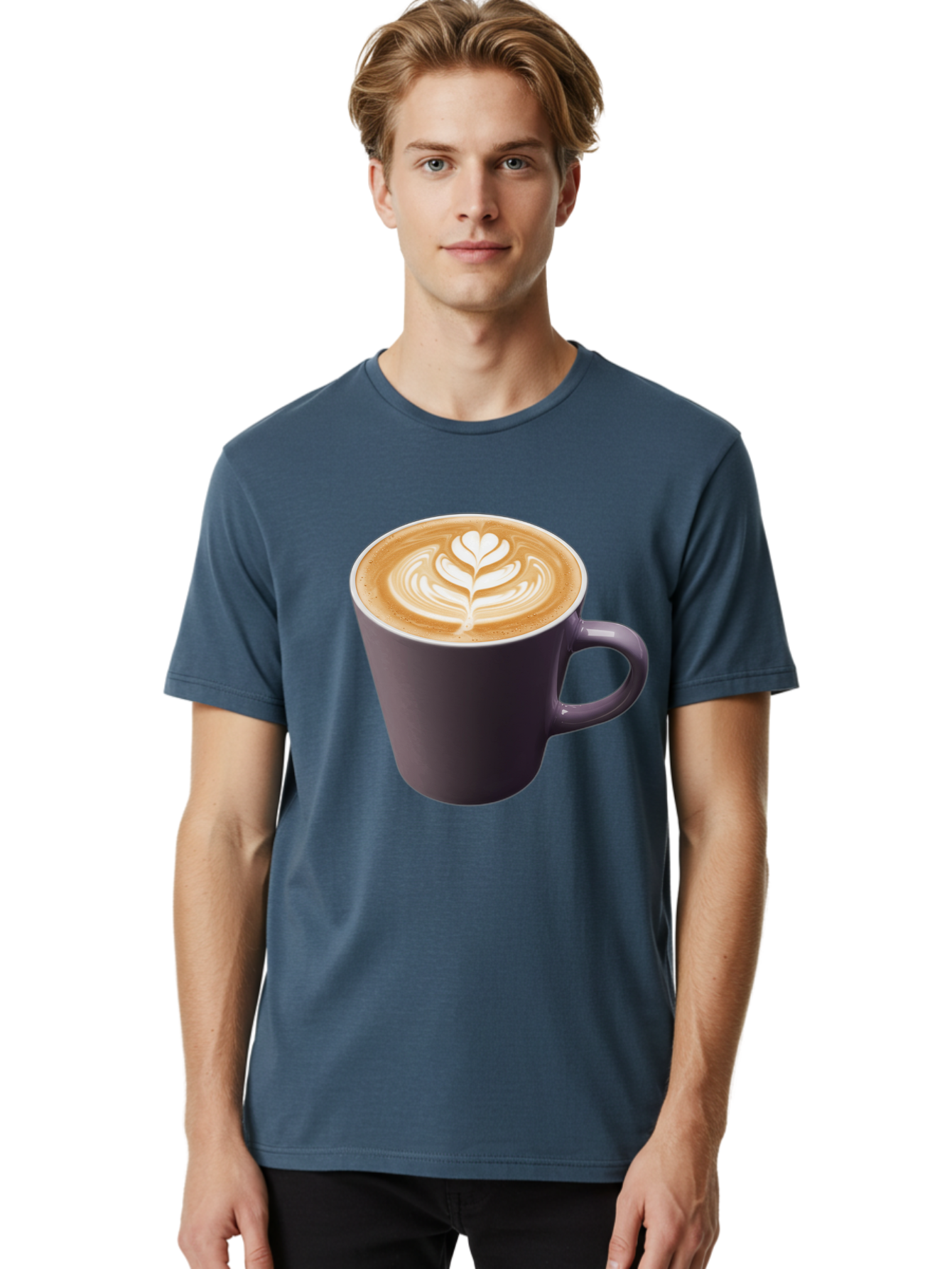 Coffee-Cup-14 Men'S Graphic Tee, 100% Cotton, Comfortable Casual Summer Wear, Machine Washable, Coffee Cup, Latte Art, Leaf Design, Espresso, Coffee Culture, Morning Coffee, Coffee Break, Caffeine, Coffee Drink Baa348 28