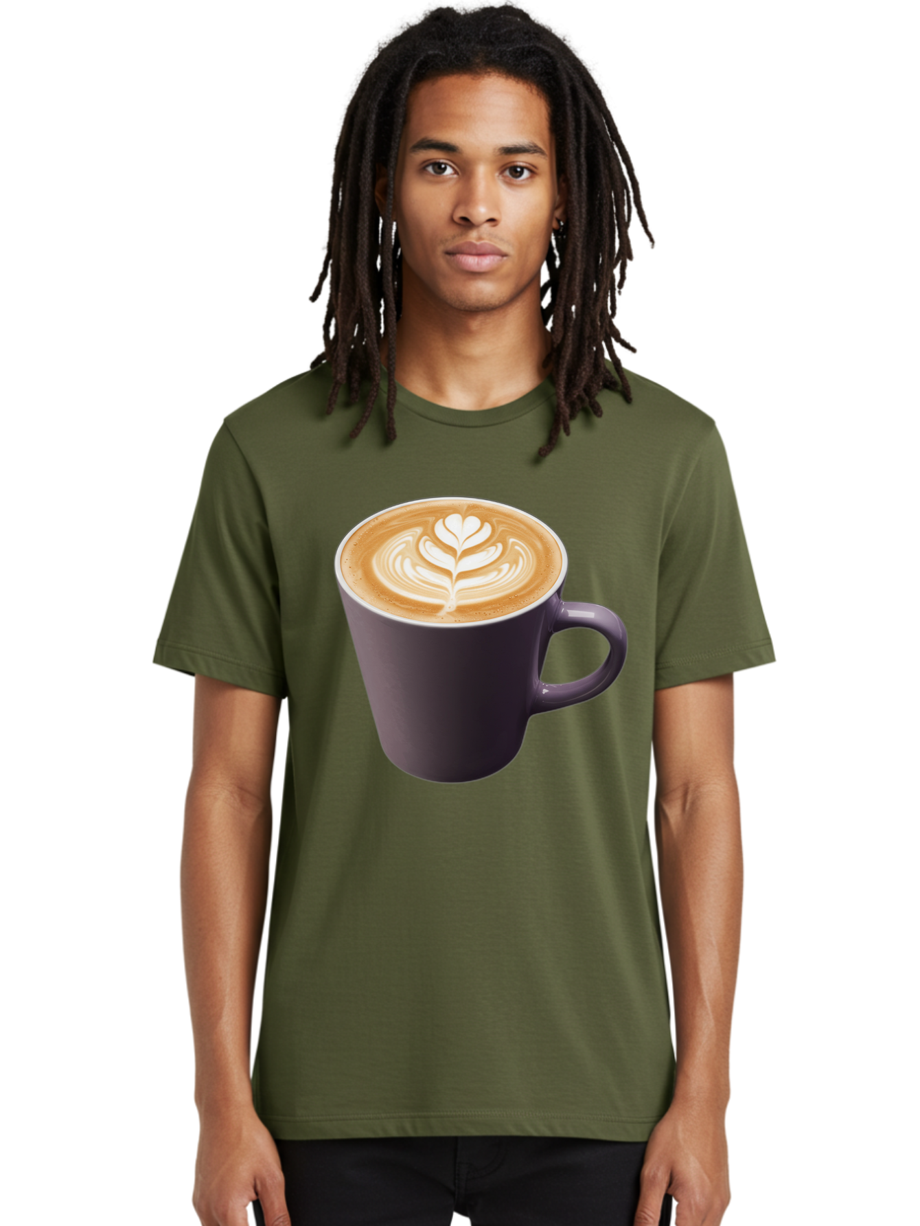 Coffee-Cup-14 Men'S Graphic Tee, 100% Cotton, Comfortable Casual Summer Wear, Machine Washable, Coffee Cup, Latte Art, Leaf Design, Espresso, Coffee Culture, Morning Coffee, Coffee Break, Caffeine, Coffee Drink Baa348