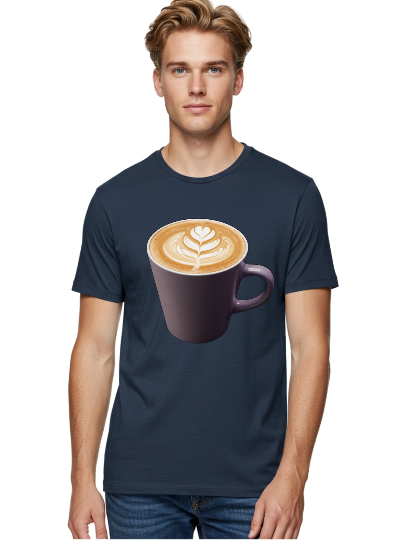 Coffee-Cup-14 Men'S Graphic Tee, 100% Cotton, Comfortable Casual Summer Wear, Machine Washable, Coffee Cup, Latte Art, Leaf Design, Espresso, Coffee Culture, Morning Coffee, Coffee Break, Caffeine, Coffee Drink Baa348 24