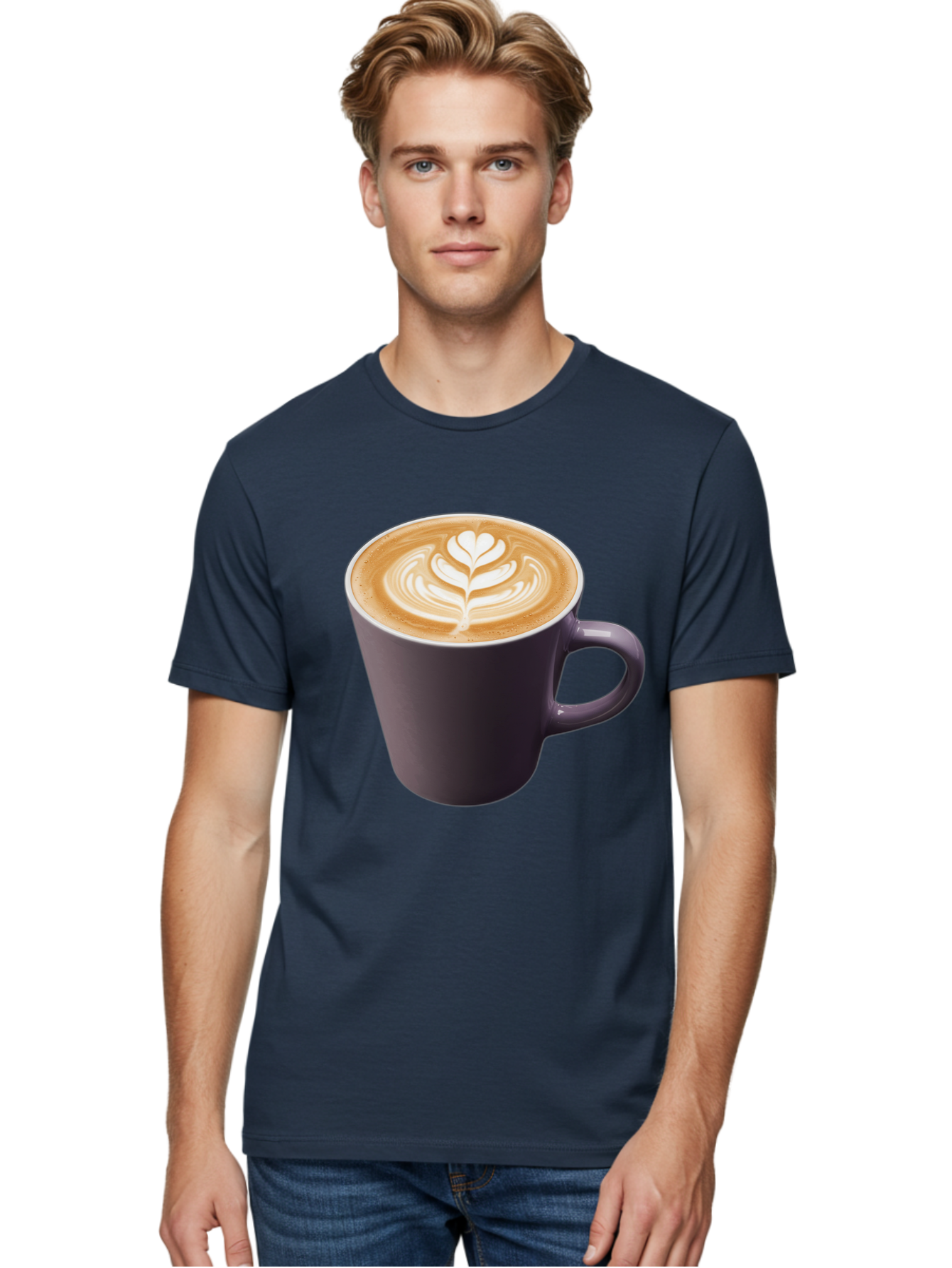 Coffee-Cup-14 Men'S Graphic Tee, 100% Cotton, Comfortable Casual Summer Wear, Machine Washable, Coffee Cup, Latte Art, Leaf Design, Espresso, Coffee Culture, Morning Coffee, Coffee Break, Caffeine, Coffee Drink Baa348 14