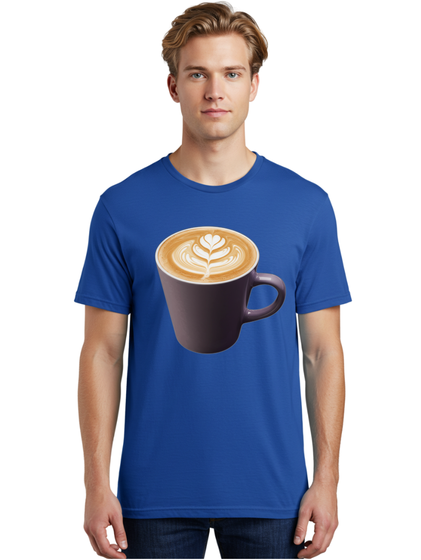 Coffee-Cup-14 Men'S Graphic Tee, 100% Cotton, Comfortable Casual Summer Wear, Machine Washable, Coffee Cup, Latte Art, Leaf Design, Espresso, Coffee Culture, Morning Coffee, Coffee Break, Caffeine, Coffee Drink Baa348 4