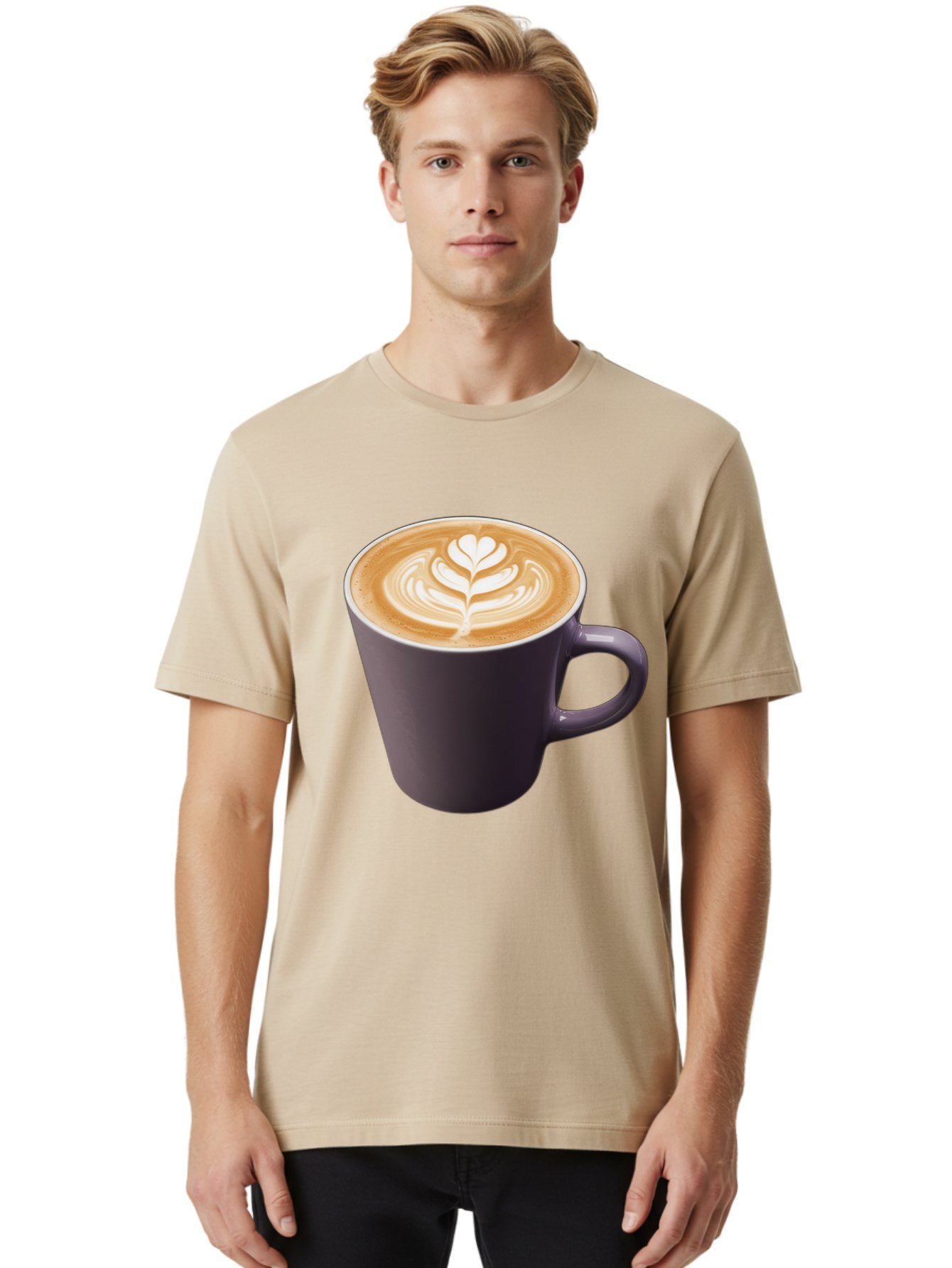 Coffee-Cup-14 Men'S Graphic Tee, 100% Cotton, Comfortable Casual Summer Wear, Machine Washable, Coffee Cup, Latte Art, Leaf Design, Espresso, Coffee Culture, Morning Coffee, Coffee Break, Caffeine, Coffee Drink Baa348 22