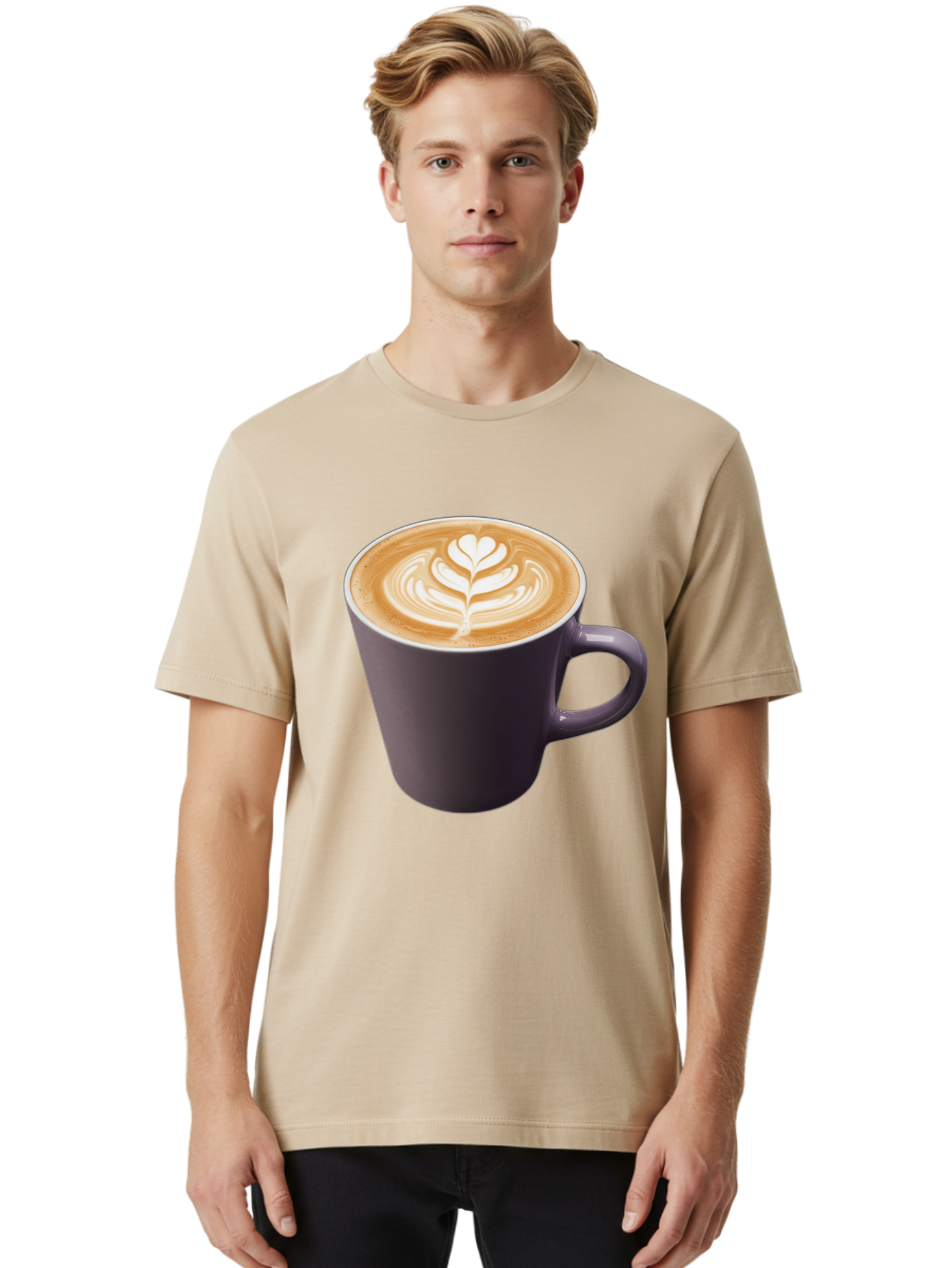 Coffee-Cup-14 Men'S Graphic Tee, 100% Cotton, Comfortable Casual Summer Wear, Machine Washable, Coffee Cup, Latte Art, Leaf Design, Espresso, Coffee Culture, Morning Coffee, Coffee Break, Caffeine, Coffee Drink Baa348 18