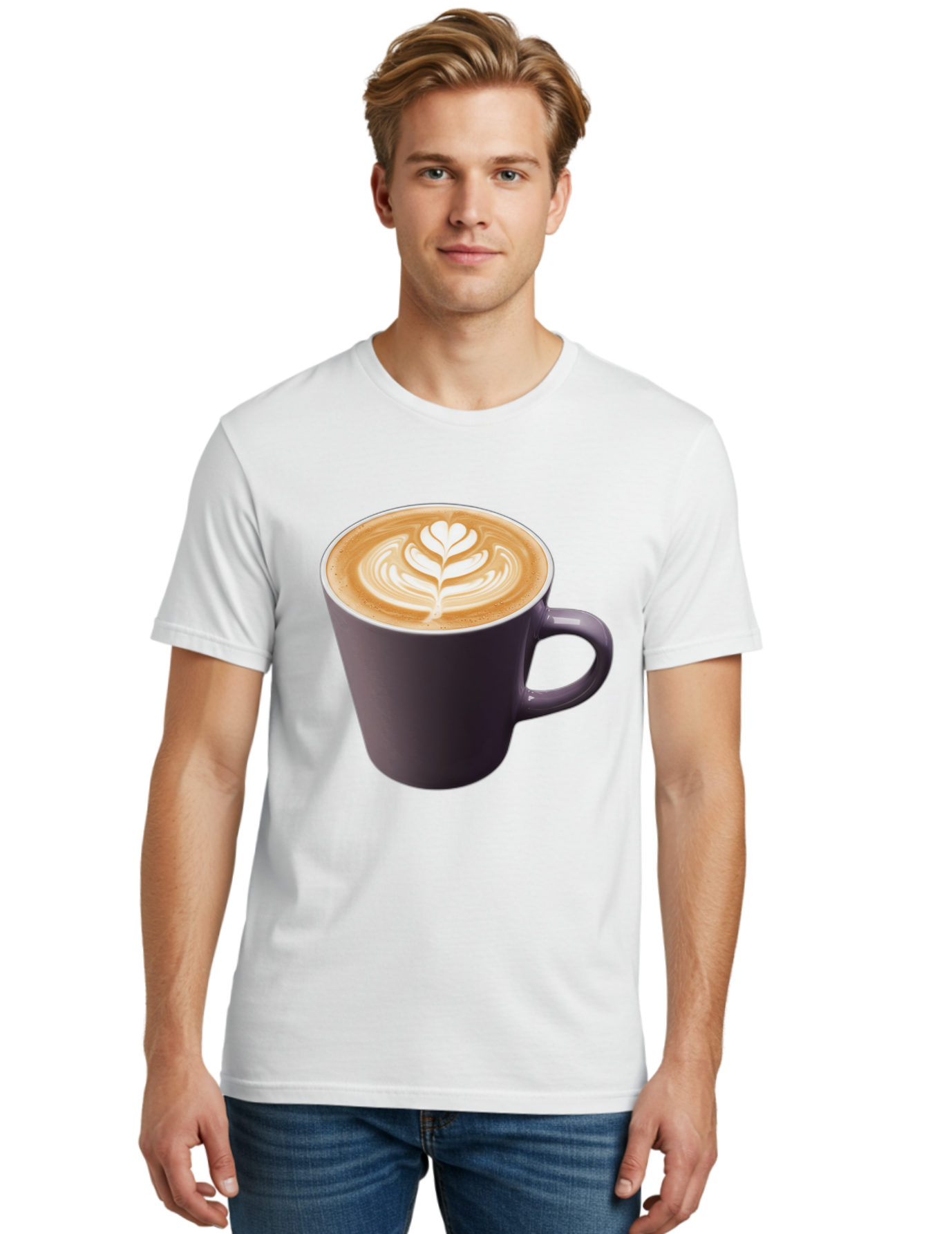 Coffee-Cup-14 Men'S Graphic Tee, 100% Cotton, Comfortable Casual Summer Wear, Machine Washable, Coffee Cup, Latte Art, Leaf Design, Espresso, Coffee Culture, Morning Coffee, Coffee Break, Caffeine, Coffee Drink Baa348 26