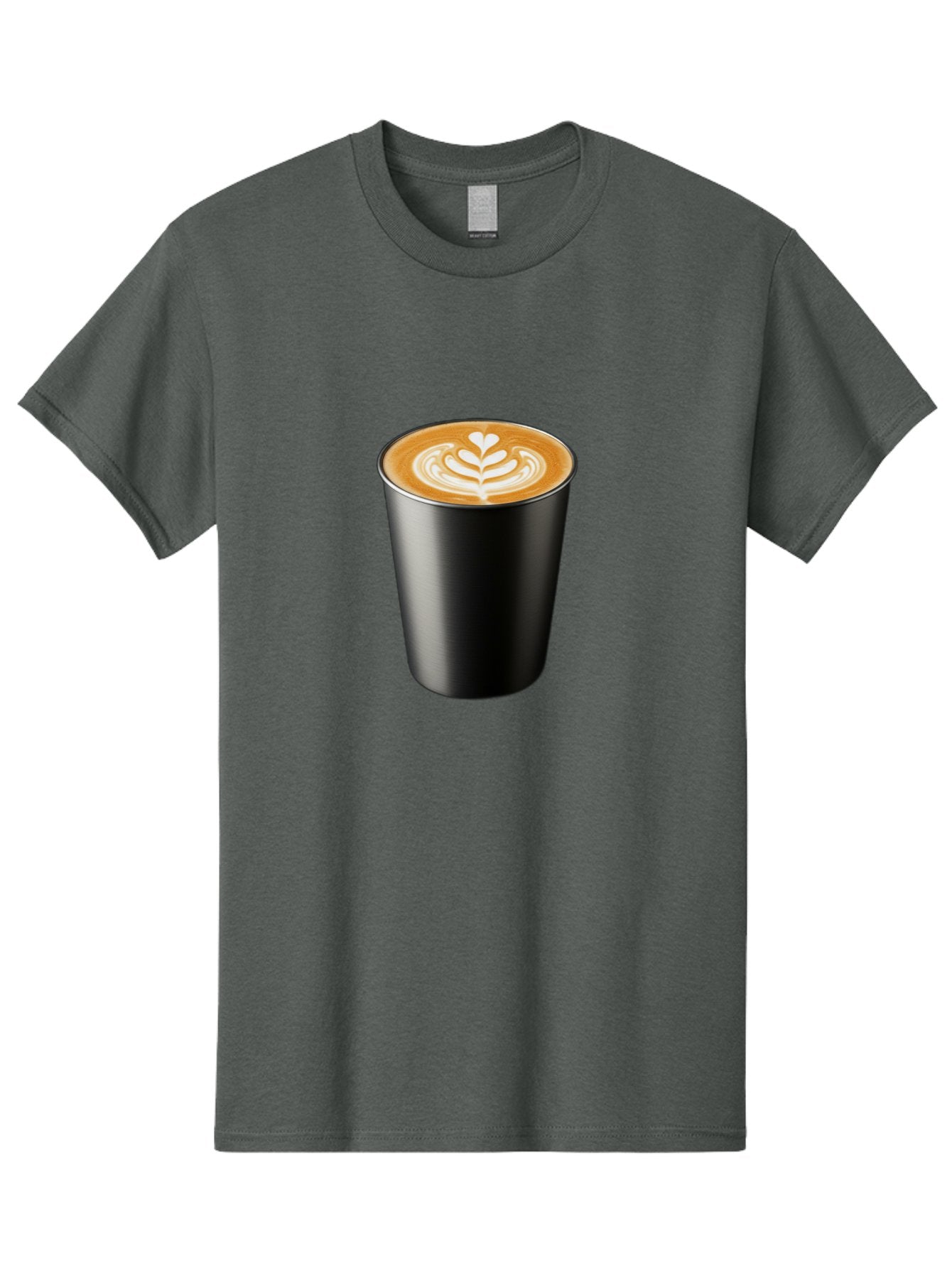 Coffee-Cup-15 Men'S Graphic Tee, 100% Cotton, Comfortable Casual Summer Wear, Machine Washable, Coffee Cup, Black Cup, Latte Art, Espresso, Coffee Drink, Heart Design, White Foam, Takeaway Coffee, Coffee Culture Baa349 10