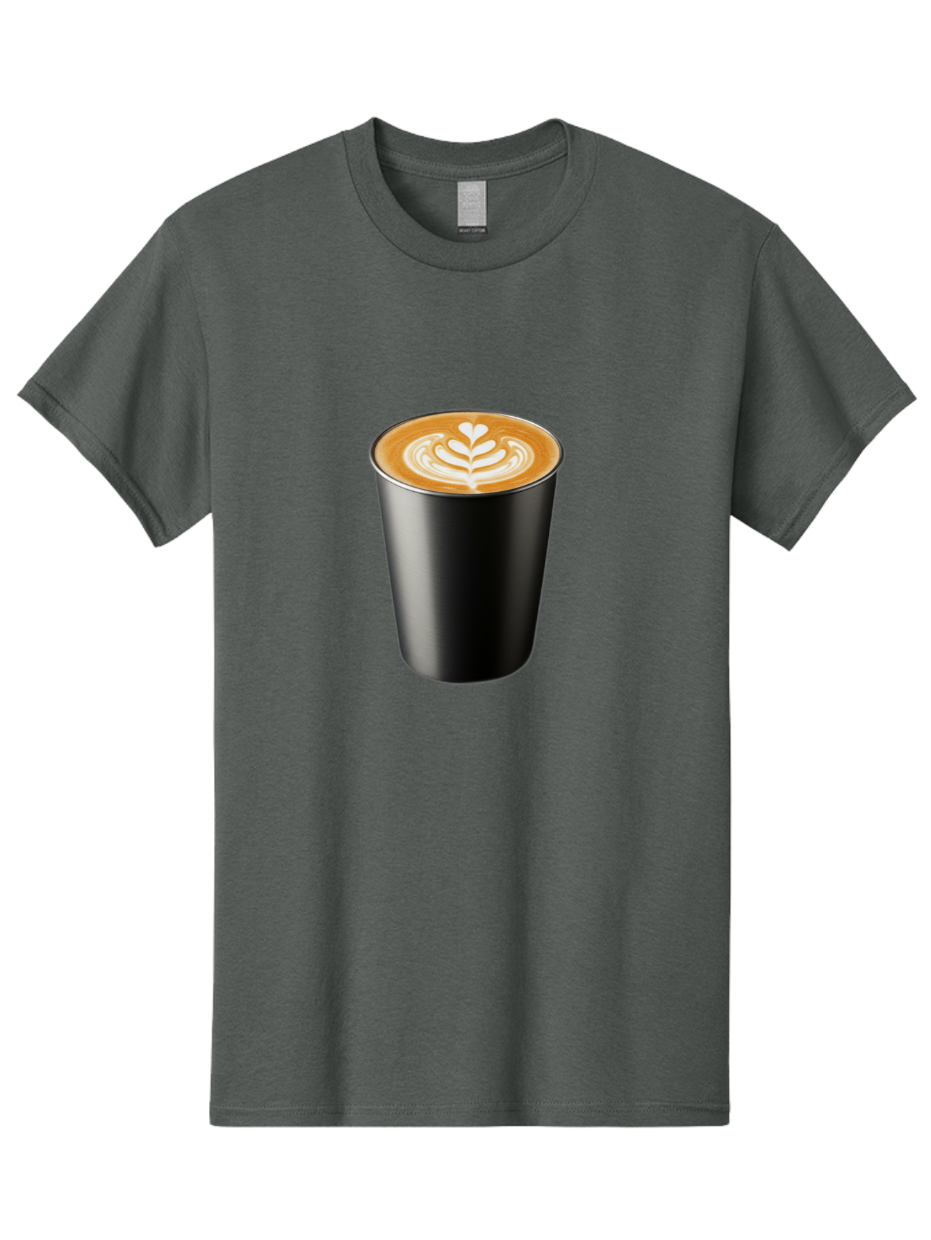 Coffee-Cup-15 Men'S Graphic Tee, 100% Cotton, Comfortable Casual Summer Wear, Machine Washable, Coffee Cup, Black Cup, Latte Art, Espresso, Coffee Drink, Heart Design, White Foam, Takeaway Coffee, Coffee Culture Baa349 27