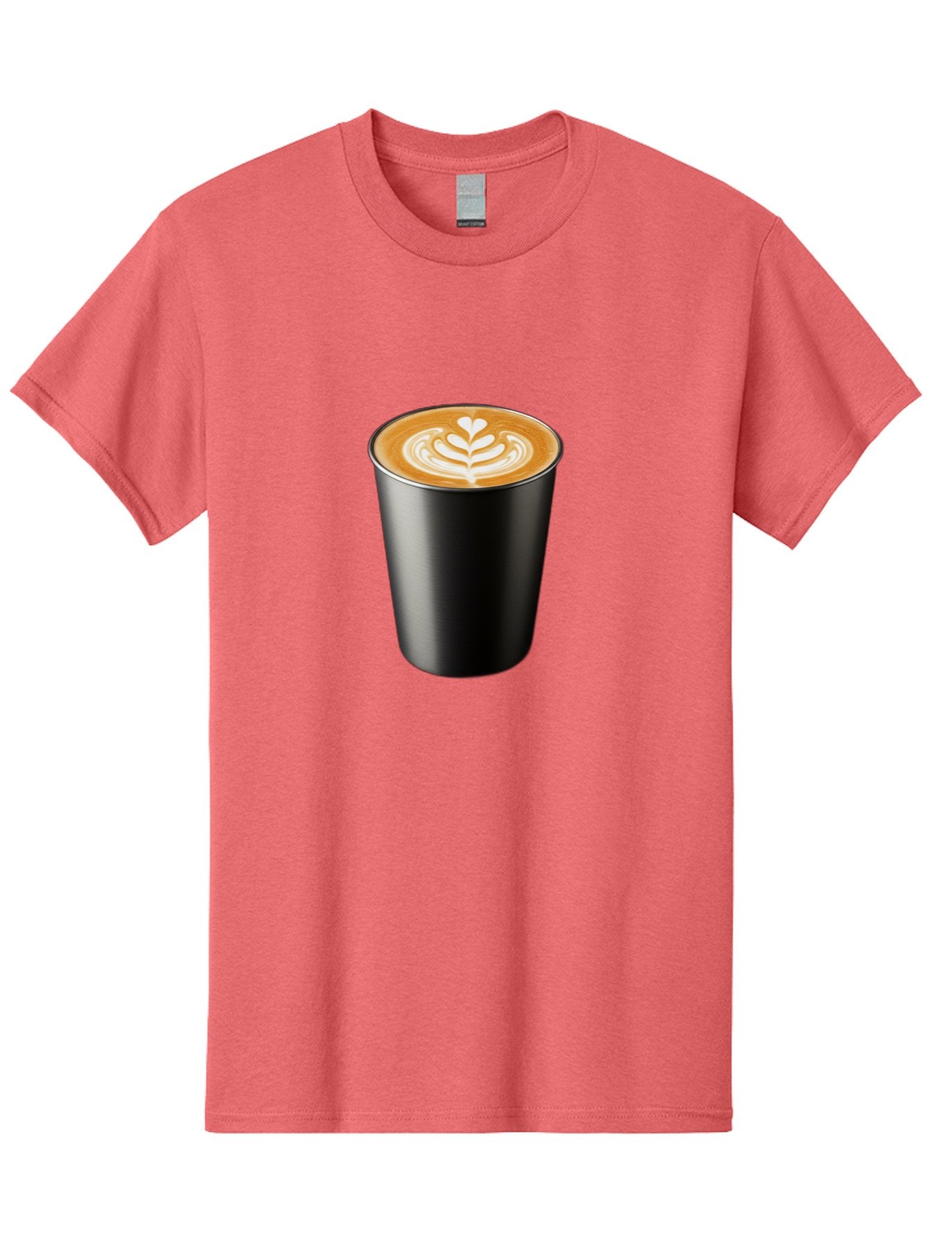 Coffee-Cup-15 Men'S Graphic Tee, 100% Cotton, Comfortable Casual Summer Wear, Machine Washable, Coffee Cup, Black Cup, Latte Art, Espresso, Coffee Drink, Heart Design, White Foam, Takeaway Coffee, Coffee Culture Baa349 15