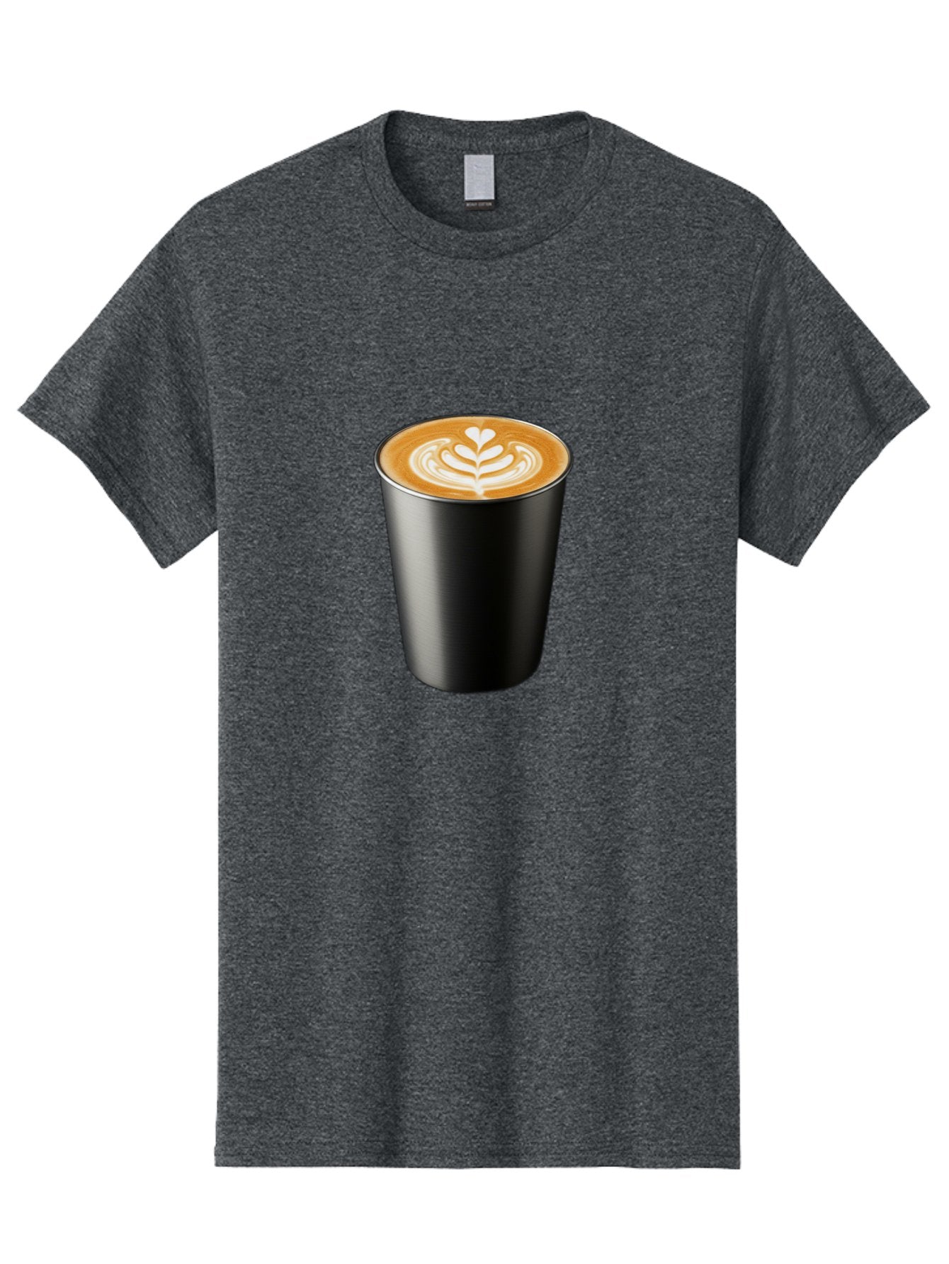 Coffee-Cup-15 Men'S Graphic Tee, 100% Cotton, Comfortable Casual Summer Wear, Machine Washable, Coffee Cup, Black Cup, Latte Art, Espresso, Coffee Drink, Heart Design, White Foam, Takeaway Coffee, Coffee Culture Baa349 5