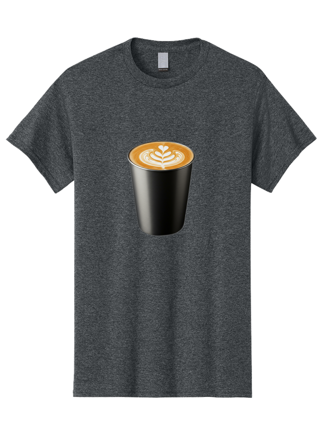 Coffee-Cup-15 Men'S Graphic Tee, 100% Cotton, Comfortable Casual Summer Wear, Machine Washable, Coffee Cup, Black Cup, Latte Art, Espresso, Coffee Drink, Heart Design, White Foam, Takeaway Coffee, Coffee Culture Baa349 15