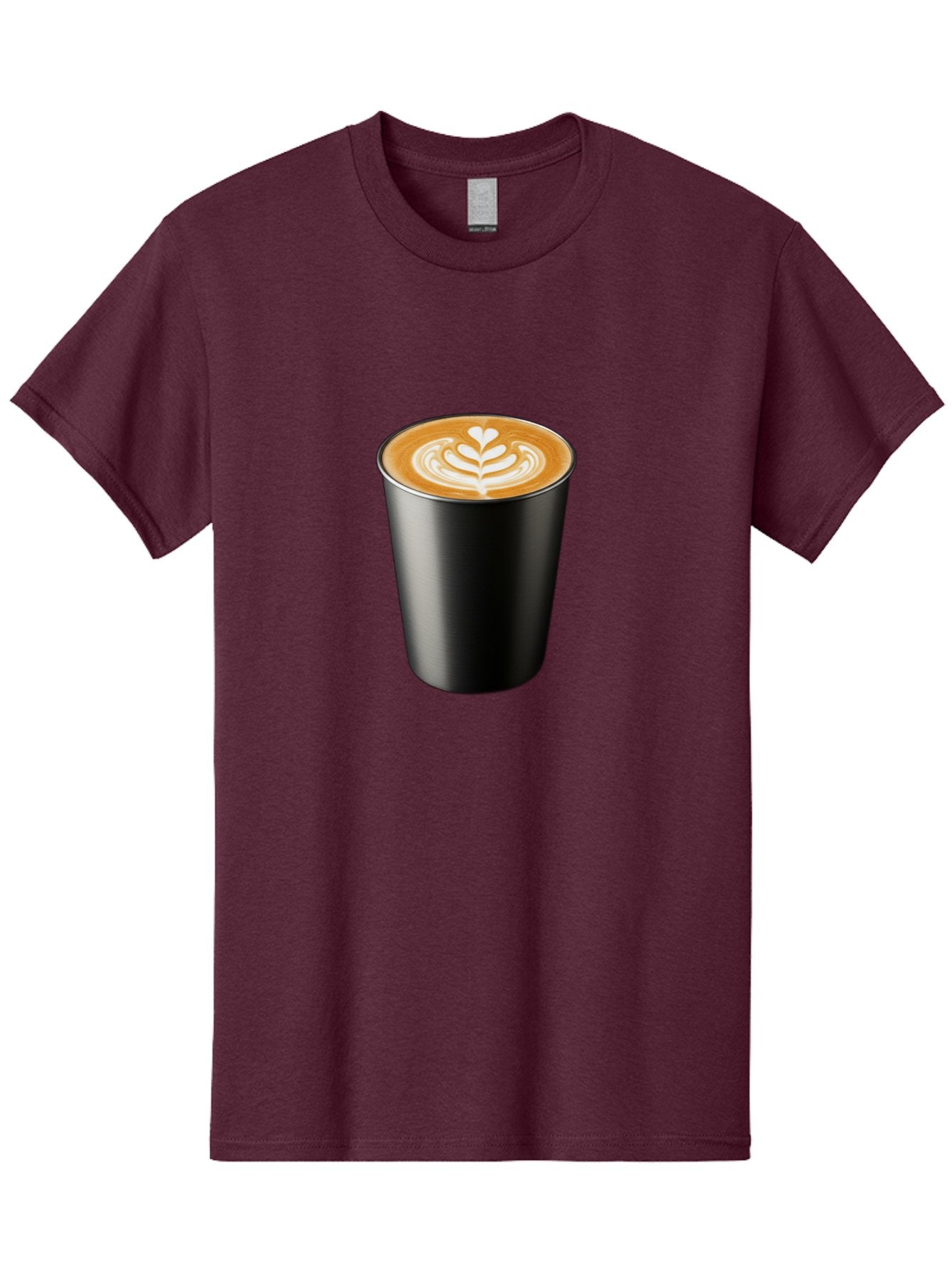 Coffee-Cup-15 Men'S Graphic Tee, 100% Cotton, Comfortable Casual Summer Wear, Machine Washable, Coffee Cup, Black Cup, Latte Art, Espresso, Coffee Drink, Heart Design, White Foam, Takeaway Coffee, Coffee Culture Baa349