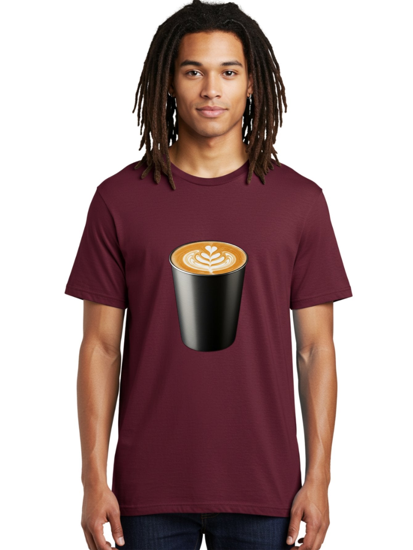 Coffee-Cup-15 Men'S Graphic Tee, 100% Cotton, Comfortable Casual Summer Wear, Machine Washable, Coffee Cup, Black Cup, Latte Art, Espresso, Coffee Drink, Heart Design, White Foam, Takeaway Coffee, Coffee Culture Baa349 21
