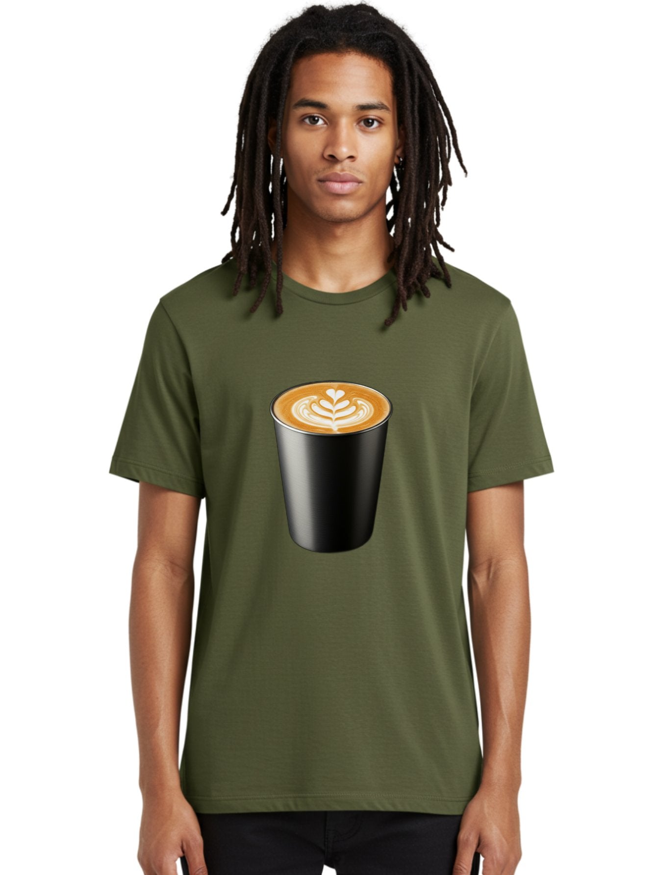 Coffee-Cup-15 Men'S Graphic Tee, 100% Cotton, Comfortable Casual Summer Wear, Machine Washable, Coffee Cup, Black Cup, Latte Art, Espresso, Coffee Drink, Heart Design, White Foam, Takeaway Coffee, Coffee Culture Baa349 27