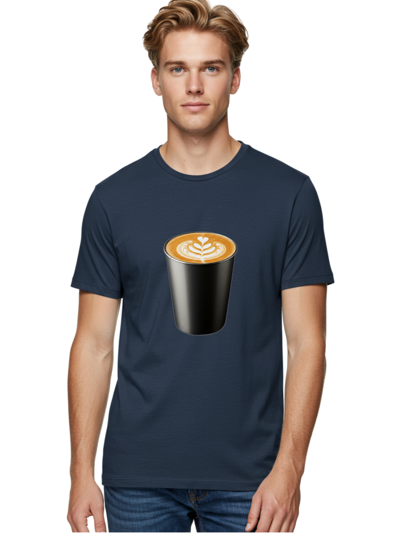 Coffee-Cup-15 Men'S Graphic Tee, 100% Cotton, Comfortable Casual Summer Wear, Machine Washable, Coffee Cup, Black Cup, Latte Art, Espresso, Coffee Drink, Heart Design, White Foam, Takeaway Coffee, Coffee Culture Baa349 6