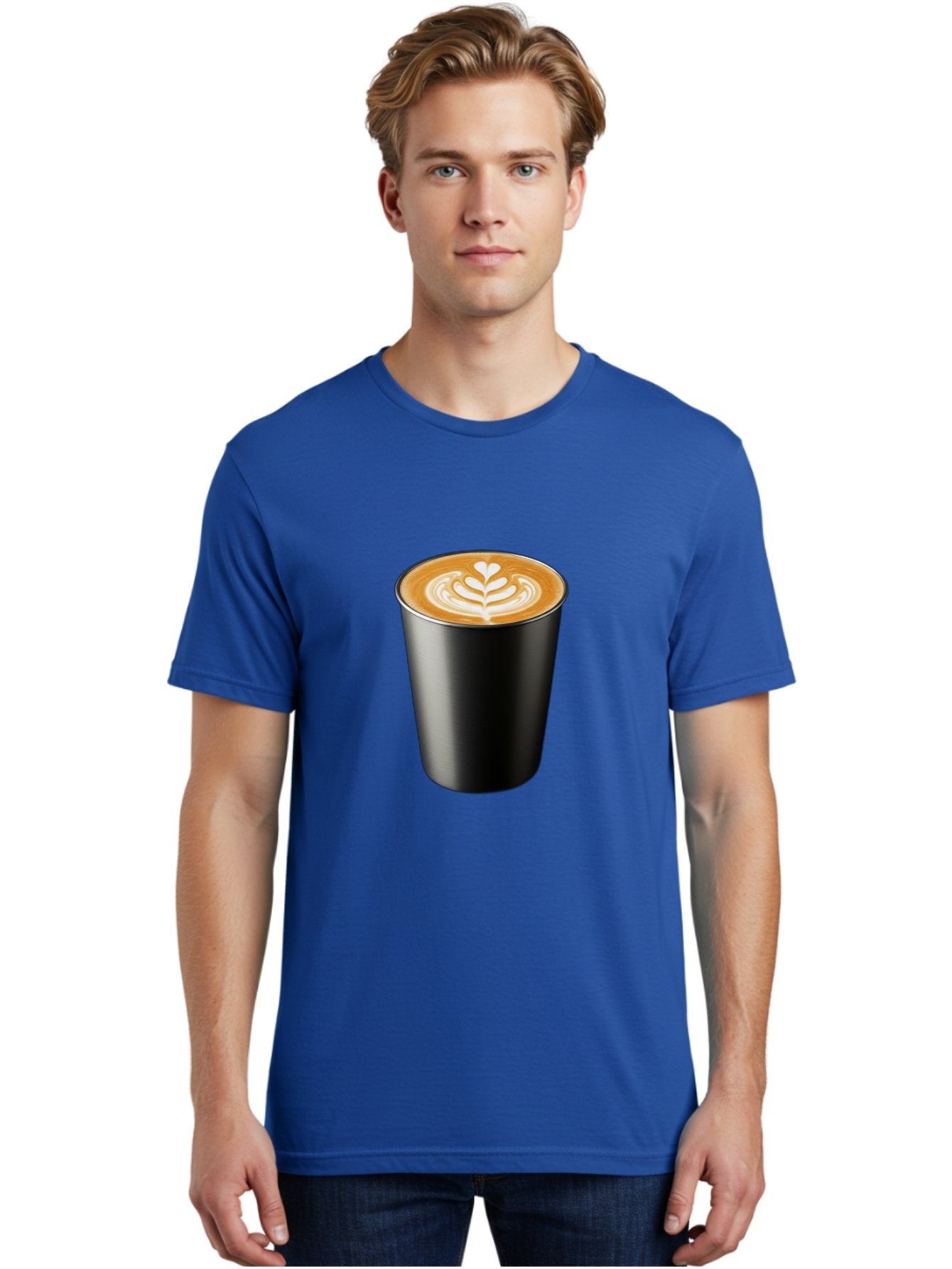 Coffee-Cup-15 Men'S Graphic Tee, 100% Cotton, Comfortable Casual Summer Wear, Machine Washable, Coffee Cup, Black Cup, Latte Art, Espresso, Coffee Drink, Heart Design, White Foam, Takeaway Coffee, Coffee Culture Baa349 25