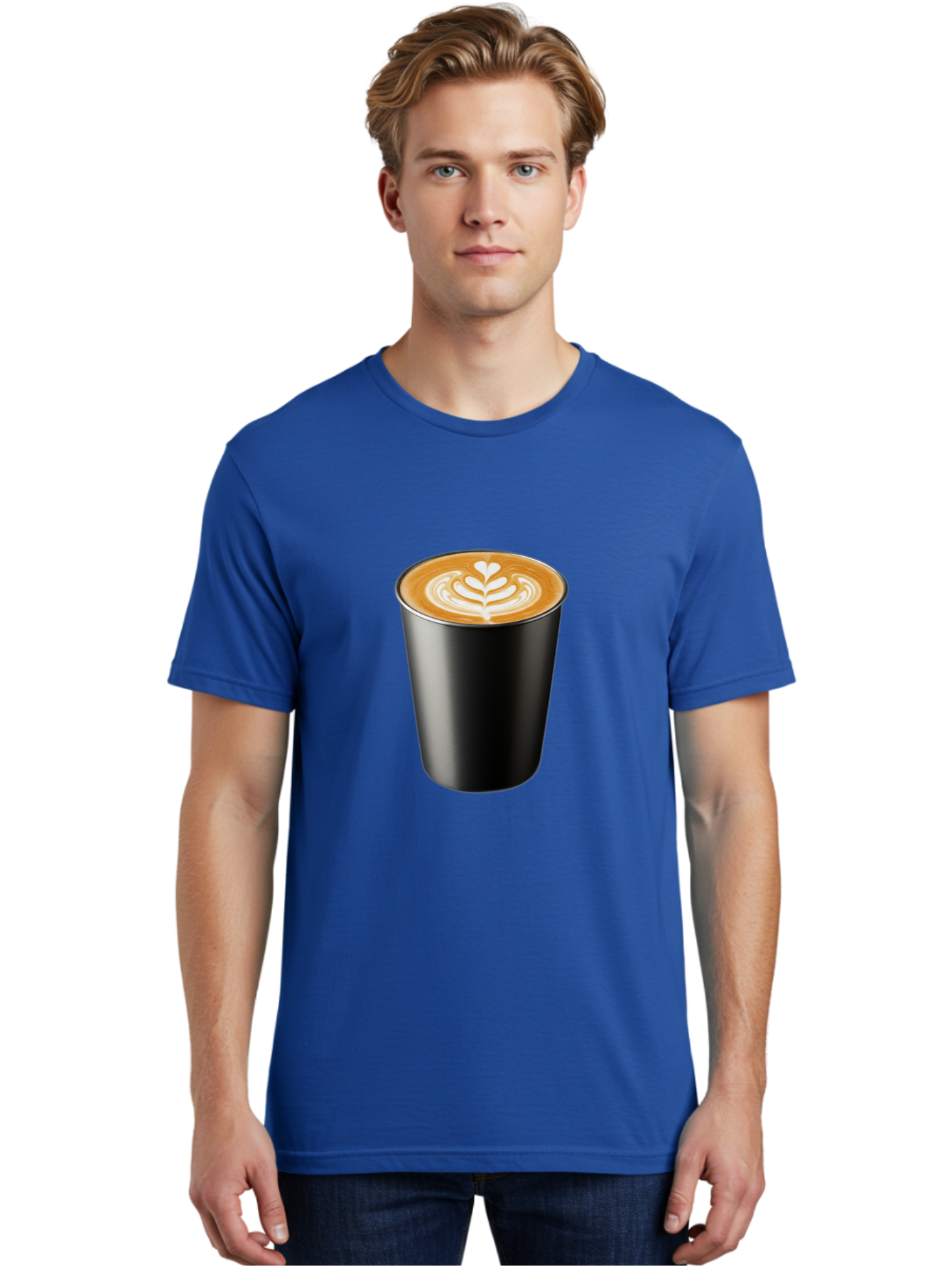 Coffee-Cup-15 Men'S Graphic Tee, 100% Cotton, Comfortable Casual Summer Wear, Machine Washable, Coffee Cup, Black Cup, Latte Art, Espresso, Coffee Drink, Heart Design, White Foam, Takeaway Coffee, Coffee Culture Baa349 12