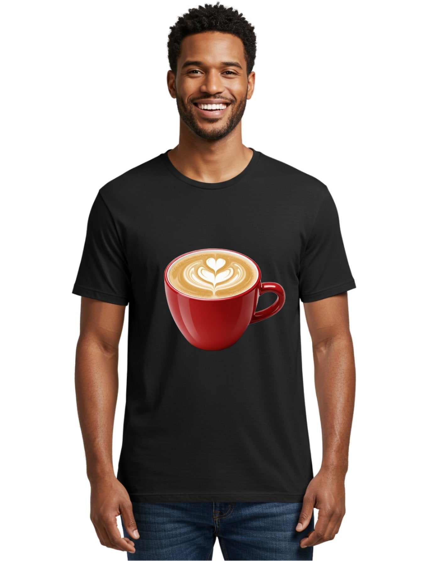 Coffee-Cup-16 Men'S Graphic Tee, 100% Cotton, Comfortable Casual Summer Wear, Machine Washable, Coffee Cup, Latte Art, Heart Design, Red Coffee Mug, Crema-Topped Coffee, Coffee Drink, Espresso Art Baa350 22