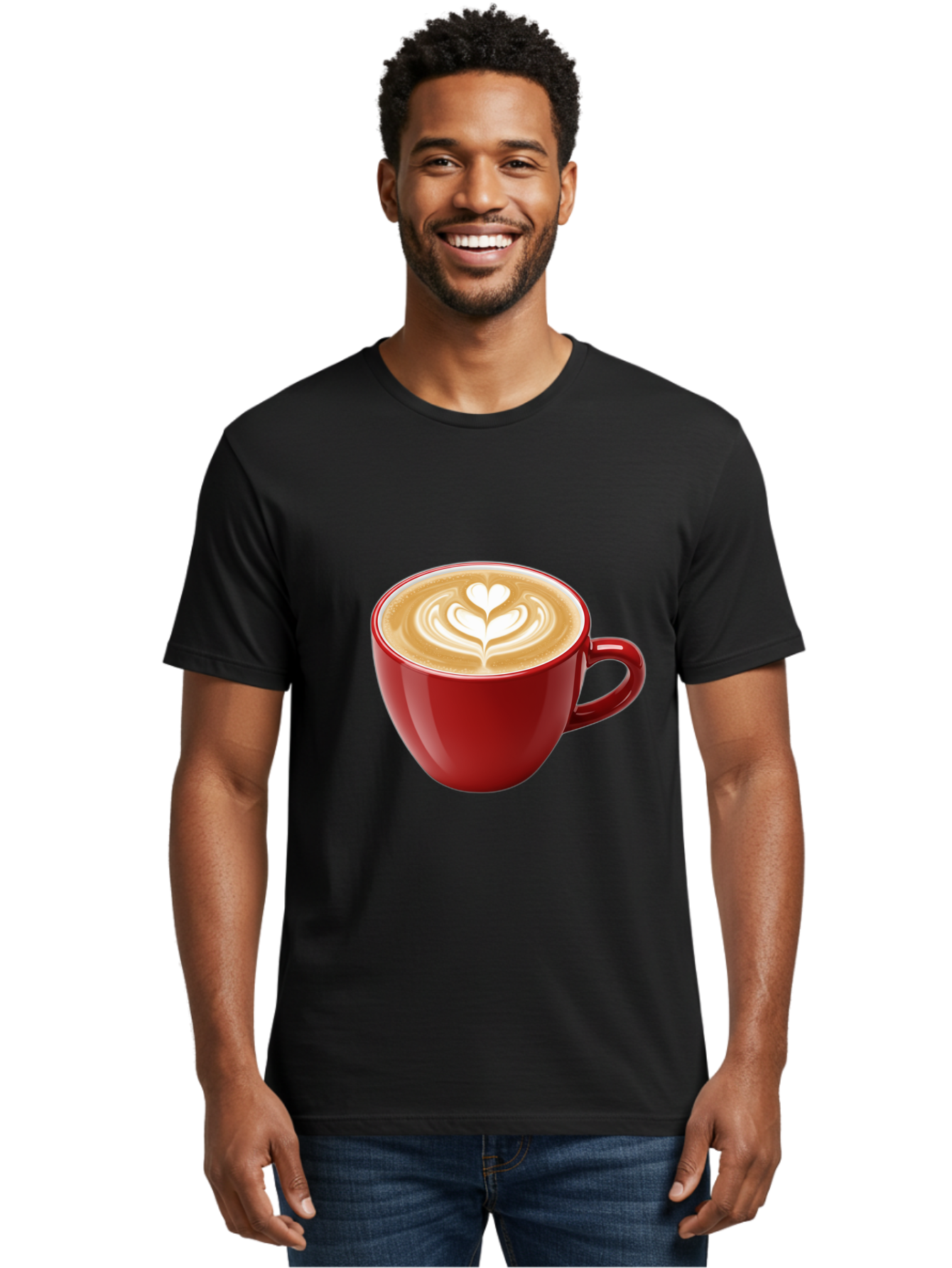 Coffee-Cup-16 Men'S Graphic Tee, 100% Cotton, Comfortable Casual Summer Wear, Machine Washable, Coffee Cup, Latte Art, Heart Design, Red Coffee Mug, Crema-Topped Coffee, Coffee Drink, Espresso Art Baa350 18