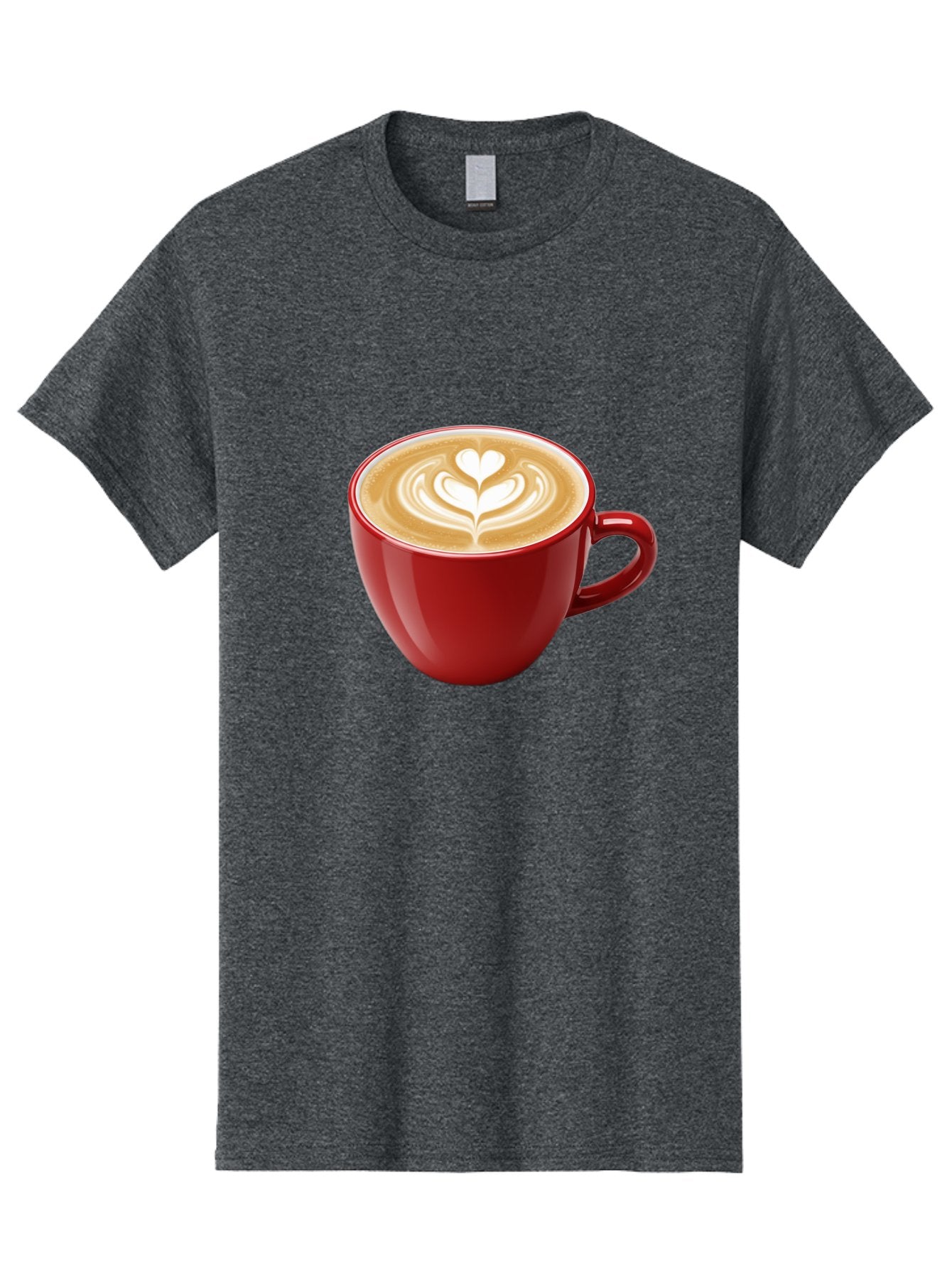 Coffee-Cup-16 Men'S Graphic Tee, 100% Cotton, Comfortable Casual Summer Wear, Machine Washable, Coffee Cup, Latte Art, Heart Design, Red Coffee Mug, Crema-Topped Coffee, Coffee Drink, Espresso Art Baa350