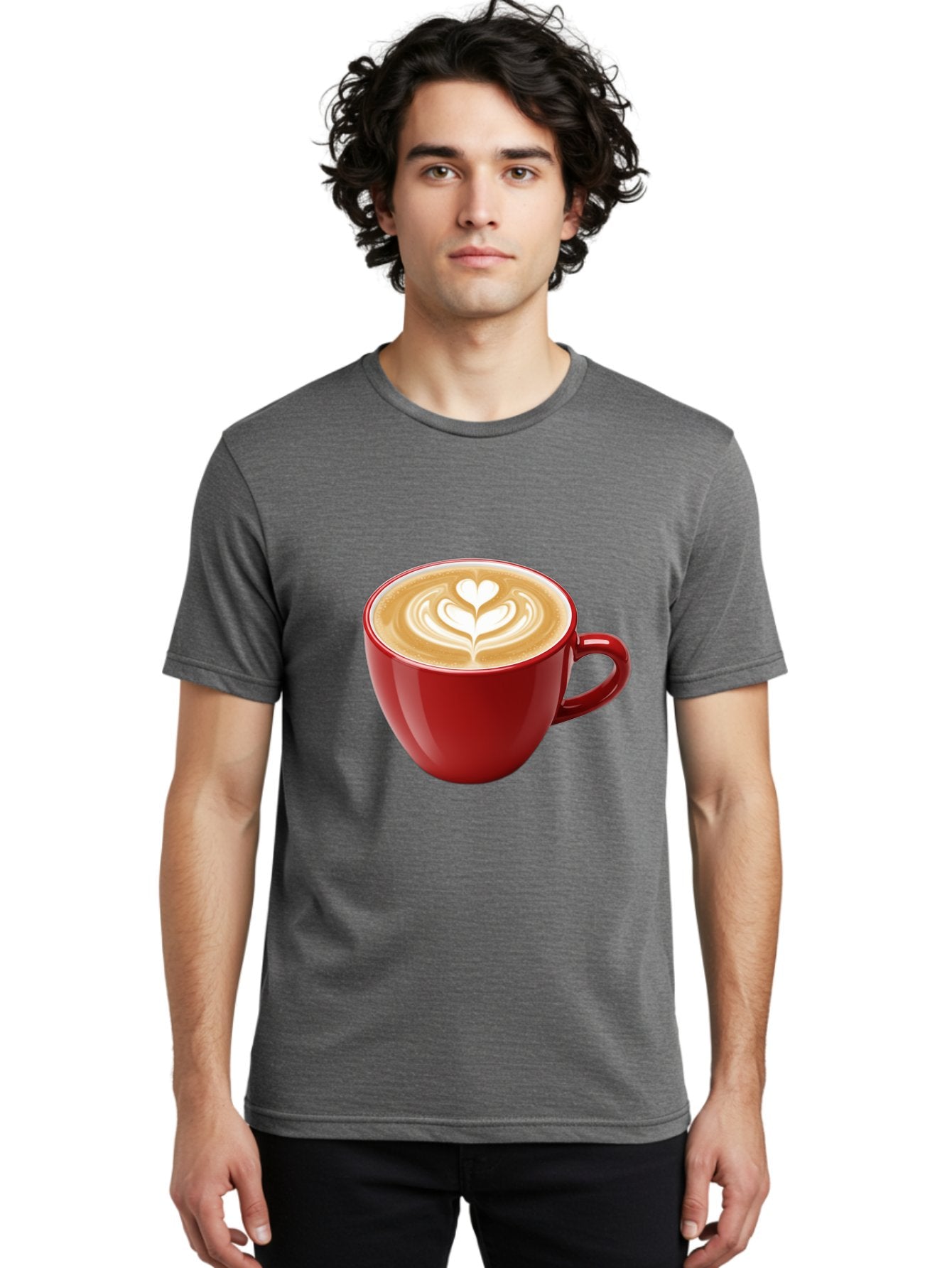 Coffee-Cup-16 Men'S Graphic Tee, 100% Cotton, Comfortable Casual Summer Wear, Machine Washable, Coffee Cup, Latte Art, Heart Design, Red Coffee Mug, Crema-Topped Coffee, Coffee Drink, Espresso Art Baa350 30