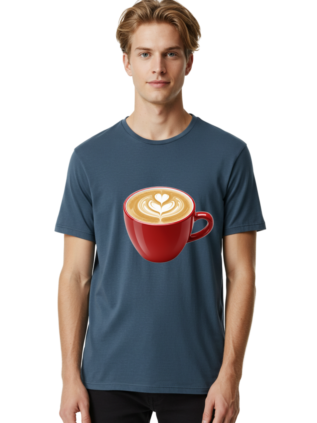 Coffee-Cup-16 Men'S Graphic Tee, 100% Cotton, Comfortable Casual Summer Wear, Machine Washable, Coffee Cup, Latte Art, Heart Design, Red Coffee Mug, Crema-Topped Coffee, Coffee Drink, Espresso Art Baa350 22