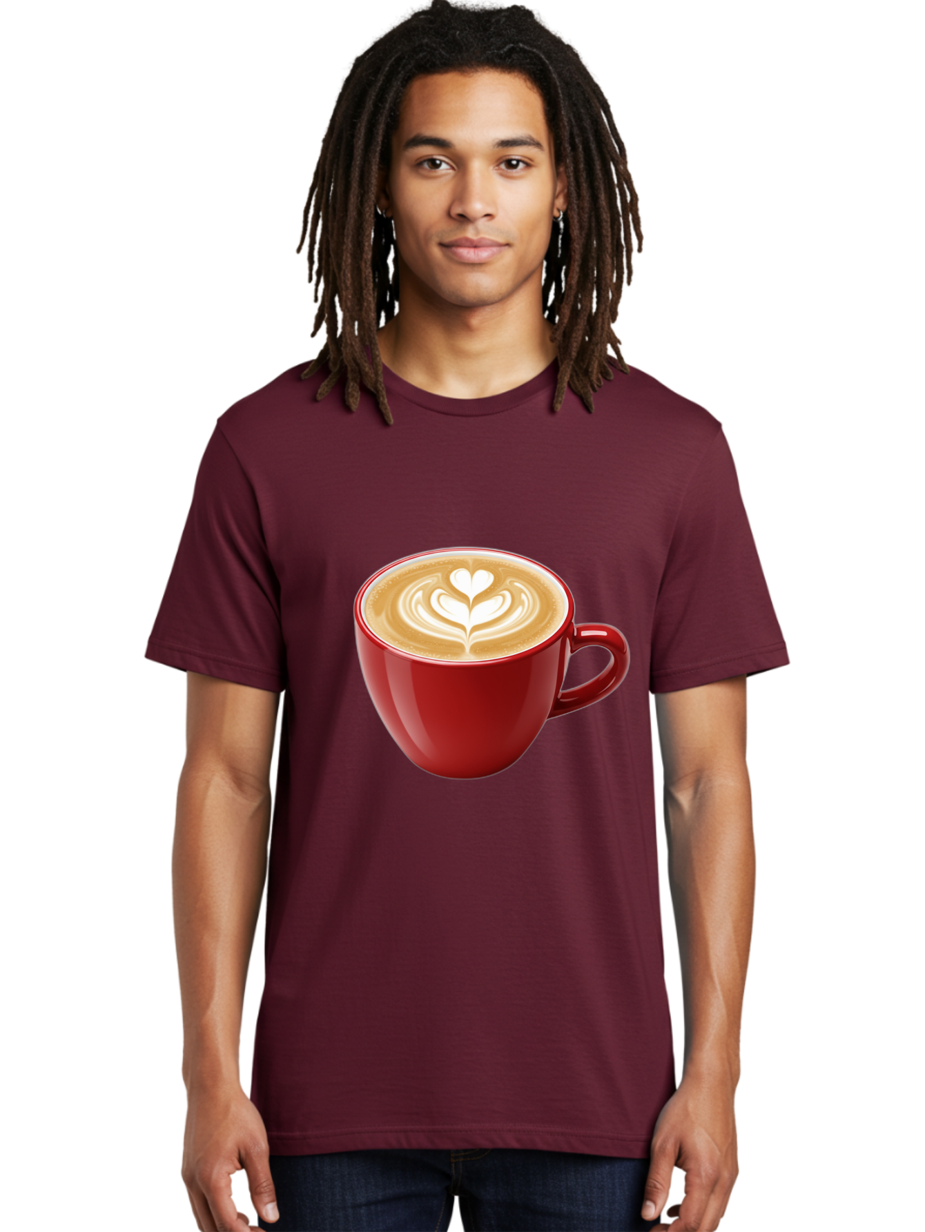 Coffee-Cup-16 Men'S Graphic Tee, 100% Cotton, Comfortable Casual Summer Wear, Machine Washable, Coffee Cup, Latte Art, Heart Design, Red Coffee Mug, Crema-Topped Coffee, Coffee Drink, Espresso Art Baa350 4