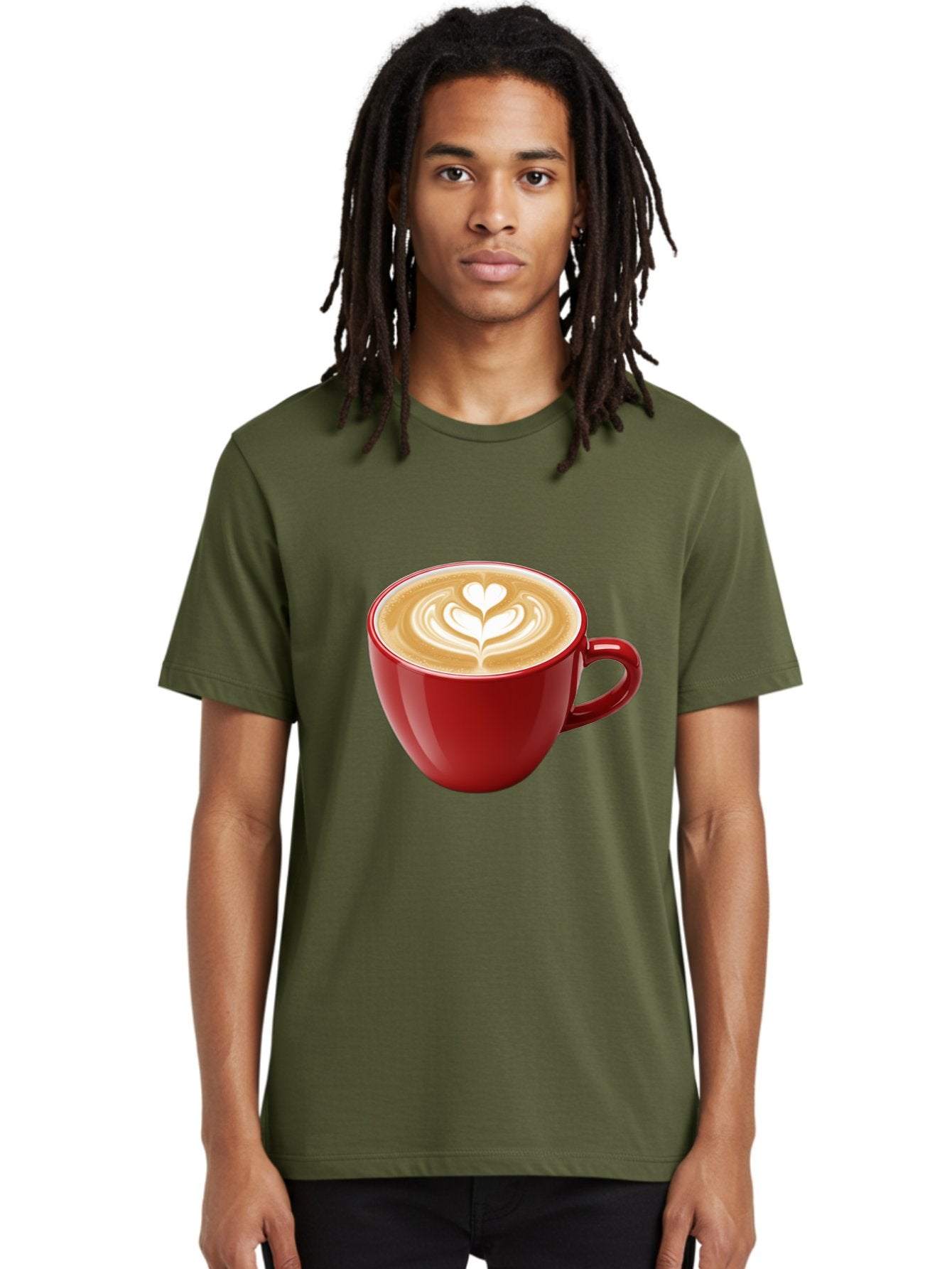 Coffee-Cup-16 Men'S Graphic Tee, 100% Cotton, Comfortable Casual Summer Wear, Machine Washable, Coffee Cup, Latte Art, Heart Design, Red Coffee Mug, Crema-Topped Coffee, Coffee Drink, Espresso Art Baa350 24