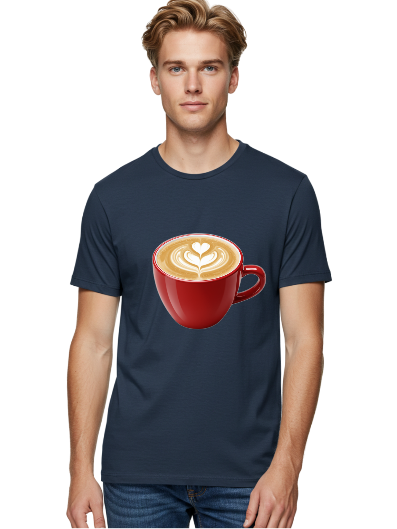 Coffee-Cup-16 Men'S Graphic Tee, 100% Cotton, Comfortable Casual Summer Wear, Machine Washable, Coffee Cup, Latte Art, Heart Design, Red Coffee Mug, Crema-Topped Coffee, Coffee Drink, Espresso Art Baa350 16