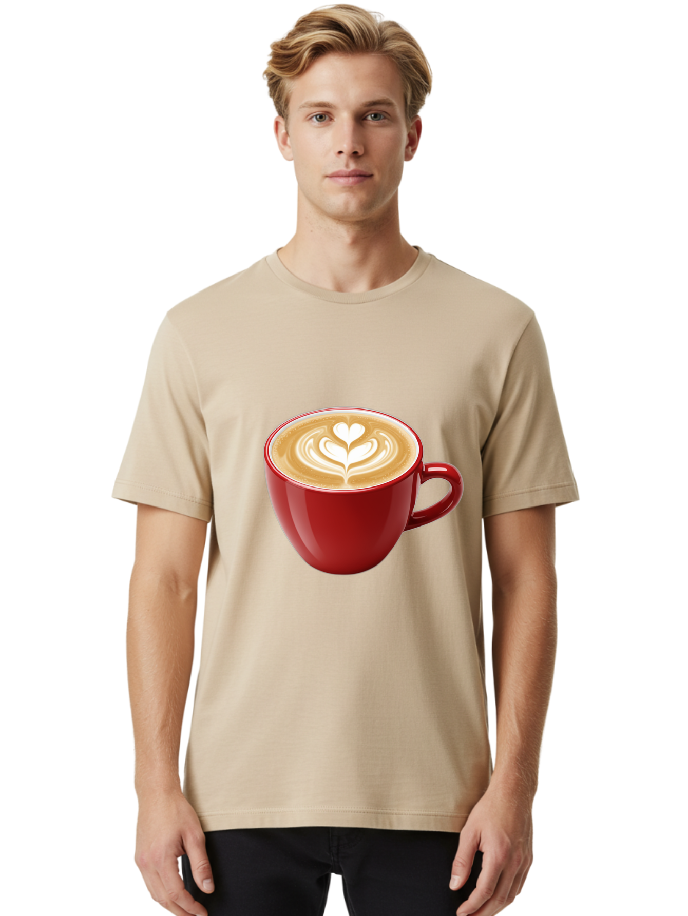 Coffee-Cup-16 Men'S Graphic Tee, 100% Cotton, Comfortable Casual Summer Wear, Machine Washable, Coffee Cup, Latte Art, Heart Design, Red Coffee Mug, Crema-Topped Coffee, Coffee Drink, Espresso Art Baa350 6