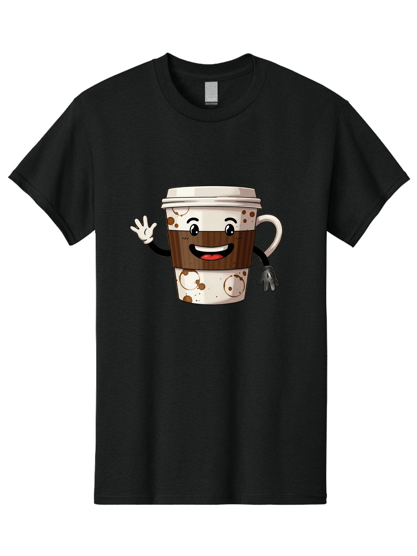 Coffee-Cup-2 Men'S Graphic Tee, 100% Cotton, Comfortable Casual Summer Wear, Machine Washable, Coffee Cup Character, Cartoon Coffee Cup, Smiling Coffee, Coffee Lover, Coffee Time, Morning Pick-Me-Up, To-Go Coffee, Cappuccino Art, Baa352