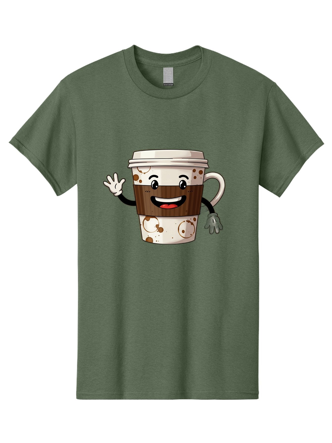 Coffee-Cup-2 Men'S Graphic Tee, 100% Cotton, Comfortable Casual Summer Wear, Machine Washable, Coffee Cup Character, Cartoon Coffee Cup, Smiling Coffee, Coffee Lover, Coffee Time, Morning Pick-Me-Up, To-Go Coffee, Cappuccino Art, Baa352