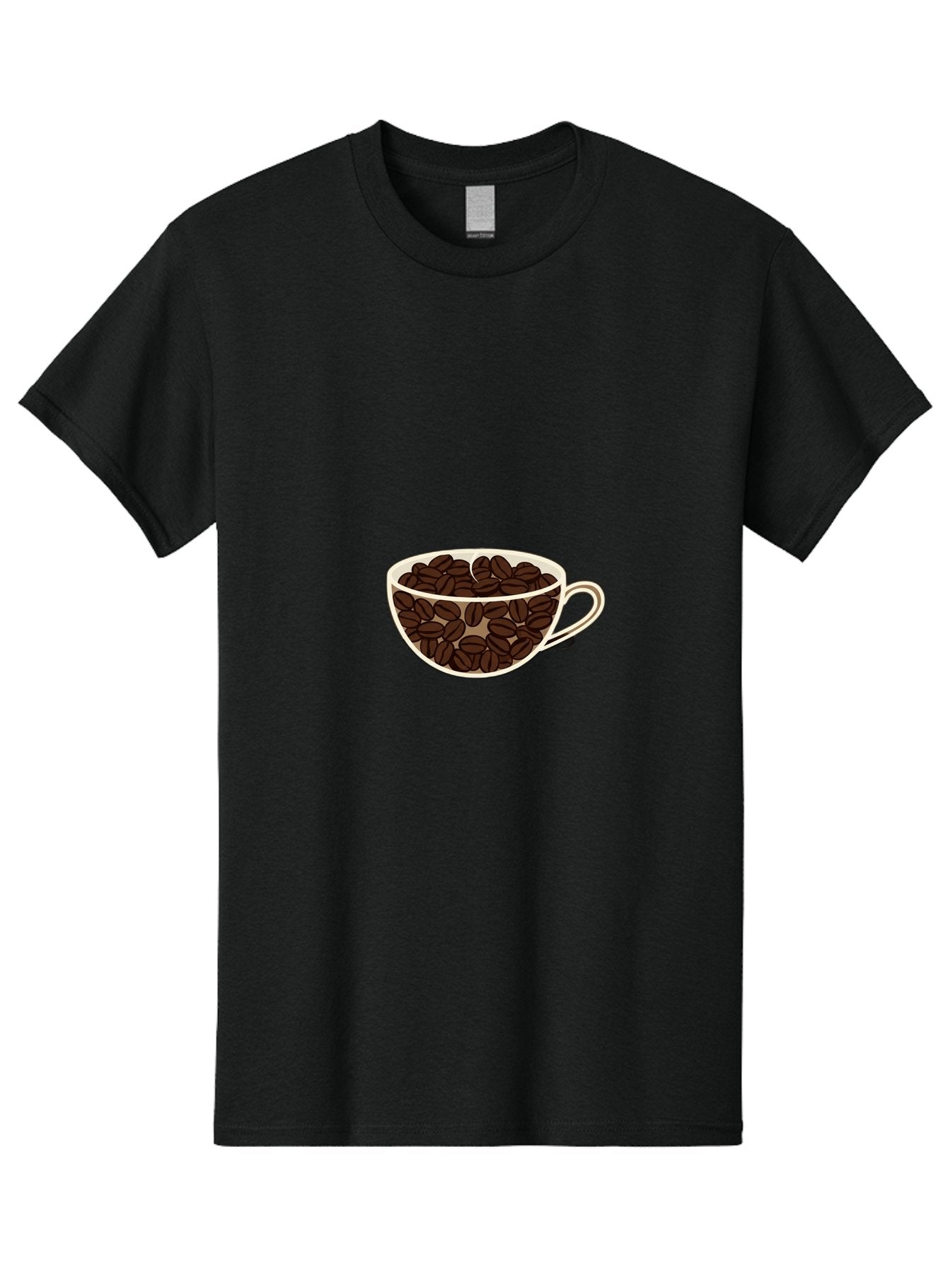 Coffee-Cup-4 Men'S Graphic Tee, 100% Cotton, Comfortable Casual Summer Wear, Machine Washable, Coffee Beans In A Cup, Coffee Cup, Coffee Beans, Brown Coffee Beans, White Porcelain Cup, Simple Design, Minimalistic Art, Coffee Illustration, Baa354 6