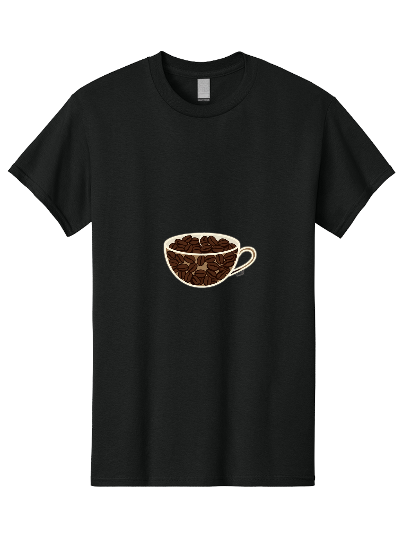 Coffee-Cup-4 Men'S Graphic Tee, 100% Cotton, Comfortable Casual Summer Wear, Machine Washable, Coffee Beans In A Cup, Coffee Cup, Coffee Beans, Brown Coffee Beans, White Porcelain Cup, Simple Design, Minimalistic Art, Coffee Illustration, Baa354 13