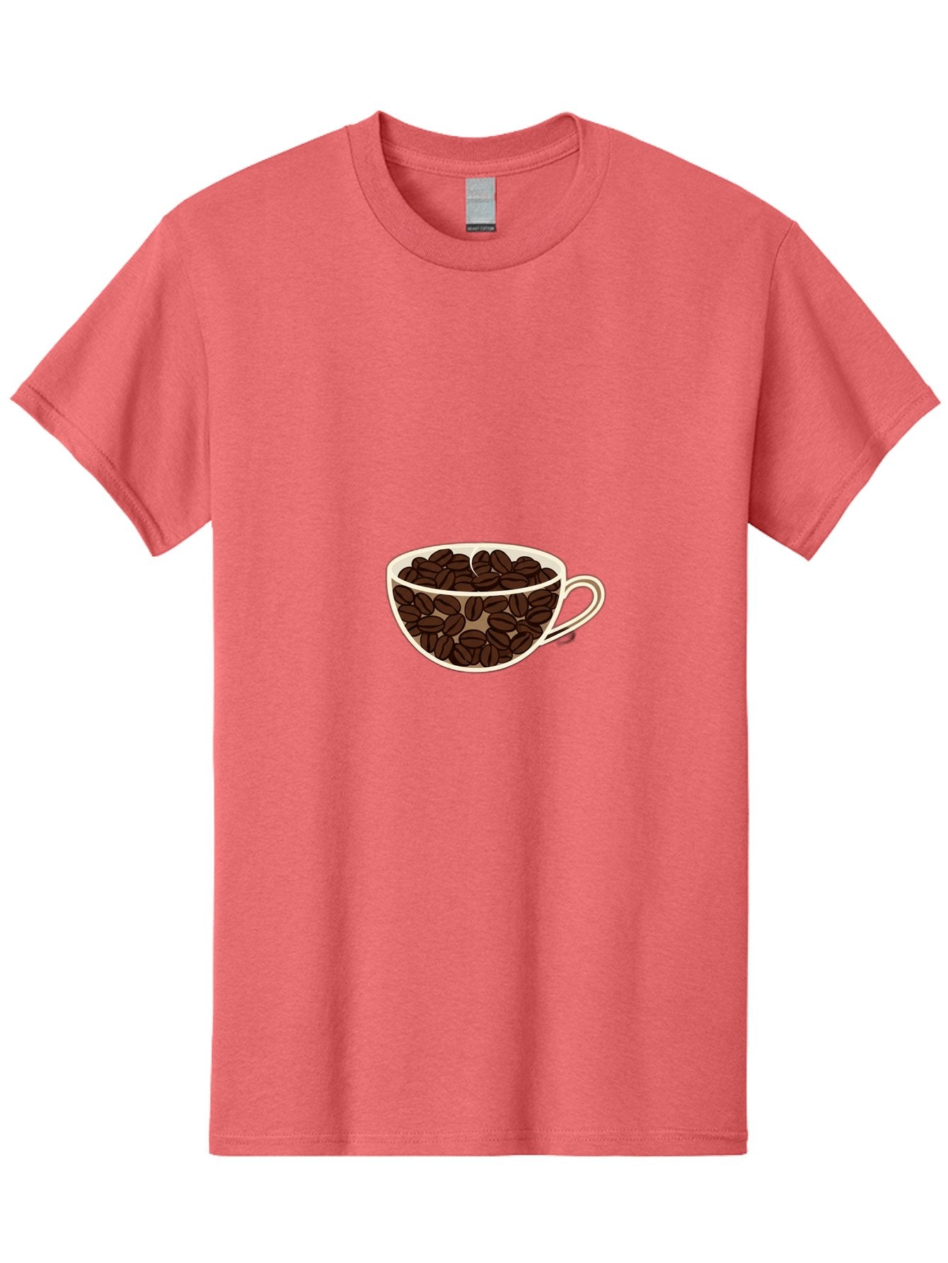 Coffee-Cup-4 Men'S Graphic Tee, 100% Cotton, Comfortable Casual Summer Wear, Machine Washable, Coffee Beans In A Cup, Coffee Cup, Coffee Beans, Brown Coffee Beans, White Porcelain Cup, Simple Design, Minimalistic Art, Coffee Illustration, Baa354 10