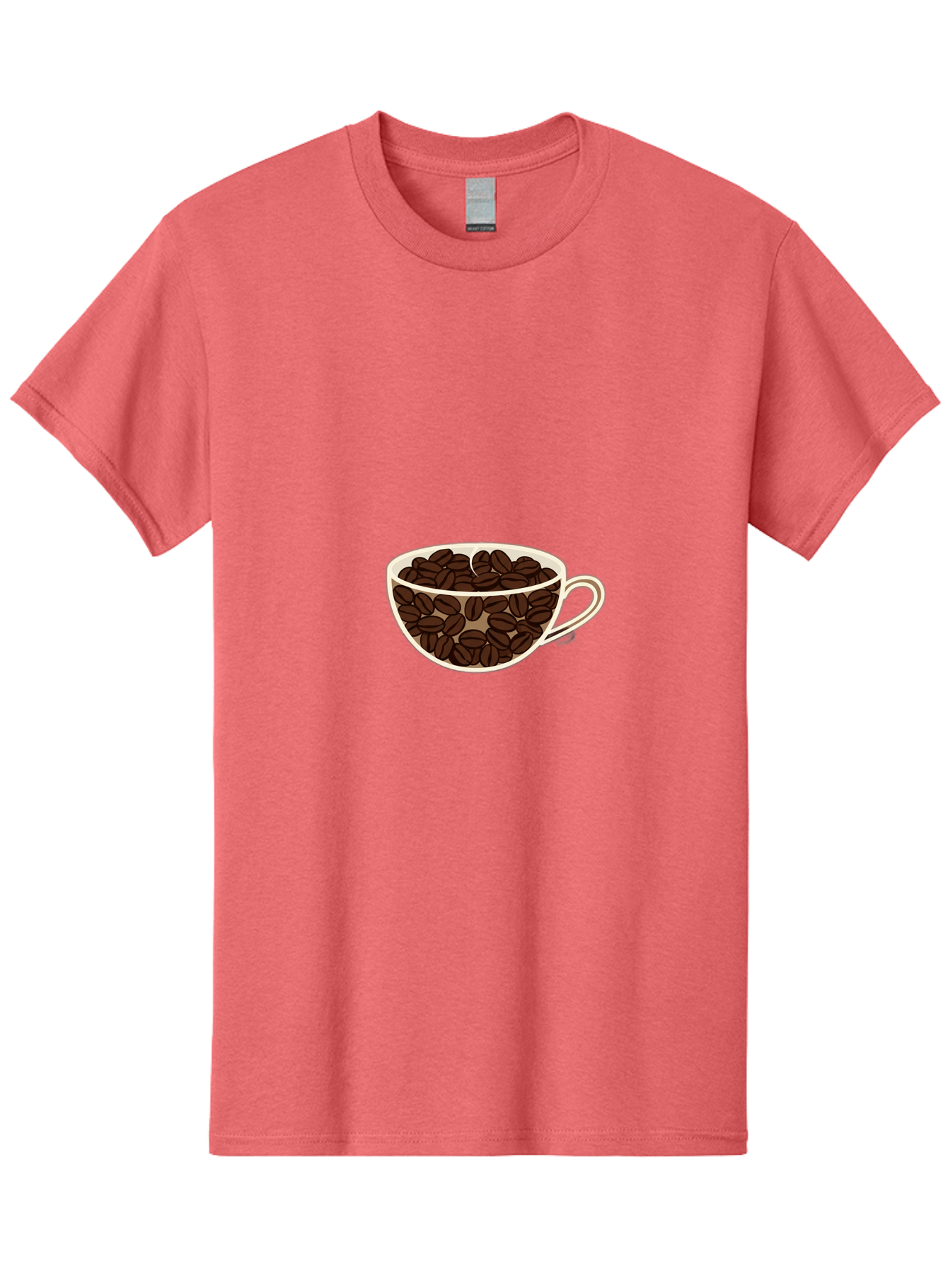 Coffee-Cup-4 Men'S Graphic Tee, 100% Cotton, Comfortable Casual Summer Wear, Machine Washable, Coffee Beans In A Cup, Coffee Cup, Coffee Beans, Brown Coffee Beans, White Porcelain Cup, Simple Design, Minimalistic Art, Coffee Illustration, Baa354 27