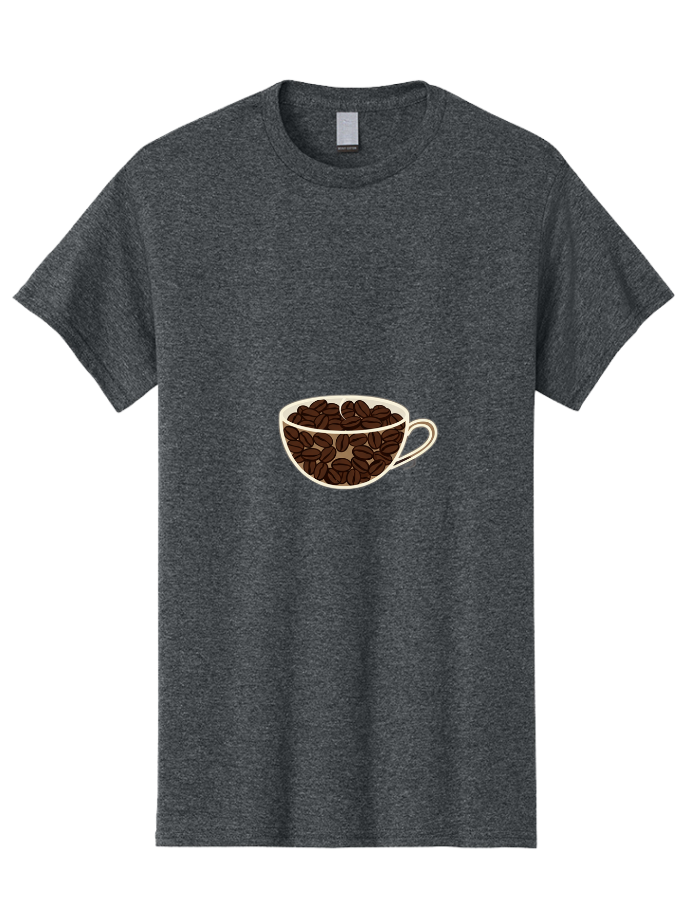 Coffee-Cup-4 Men'S Graphic Tee, 100% Cotton, Comfortable Casual Summer Wear, Machine Washable, Coffee Beans In A Cup, Coffee Cup, Coffee Beans, Brown Coffee Beans, White Porcelain Cup, Simple Design, Minimalistic Art, Coffee Illustration, Baa354 19