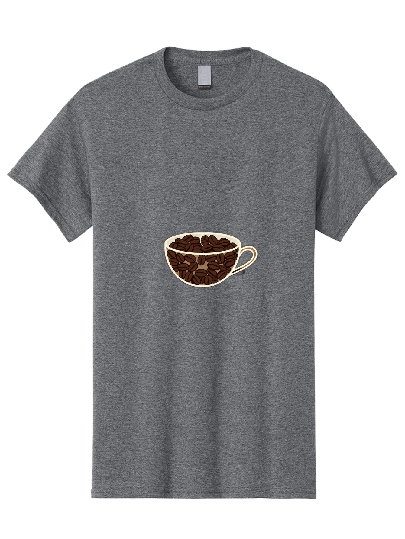 Coffee-Cup-4 Men'S Graphic Tee, 100% Cotton, Comfortable Casual Summer Wear, Machine Washable, Coffee Beans In A Cup, Coffee Cup, Coffee Beans, Brown Coffee Beans, White Porcelain Cup, Simple Design, Minimalistic Art, Coffee Illustration, Baa354 11