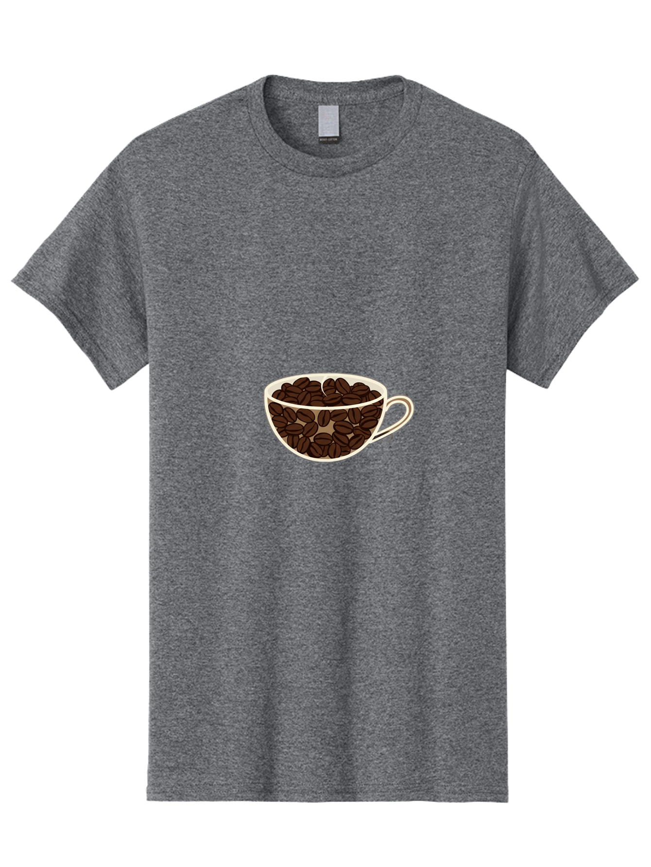 Coffee-Cup-4 Men'S Graphic Tee, 100% Cotton, Comfortable Casual Summer Wear, Machine Washable, Coffee Beans In A Cup, Coffee Cup, Coffee Beans, Brown Coffee Beans, White Porcelain Cup, Simple Design, Minimalistic Art, Coffee Illustration, Baa354 7