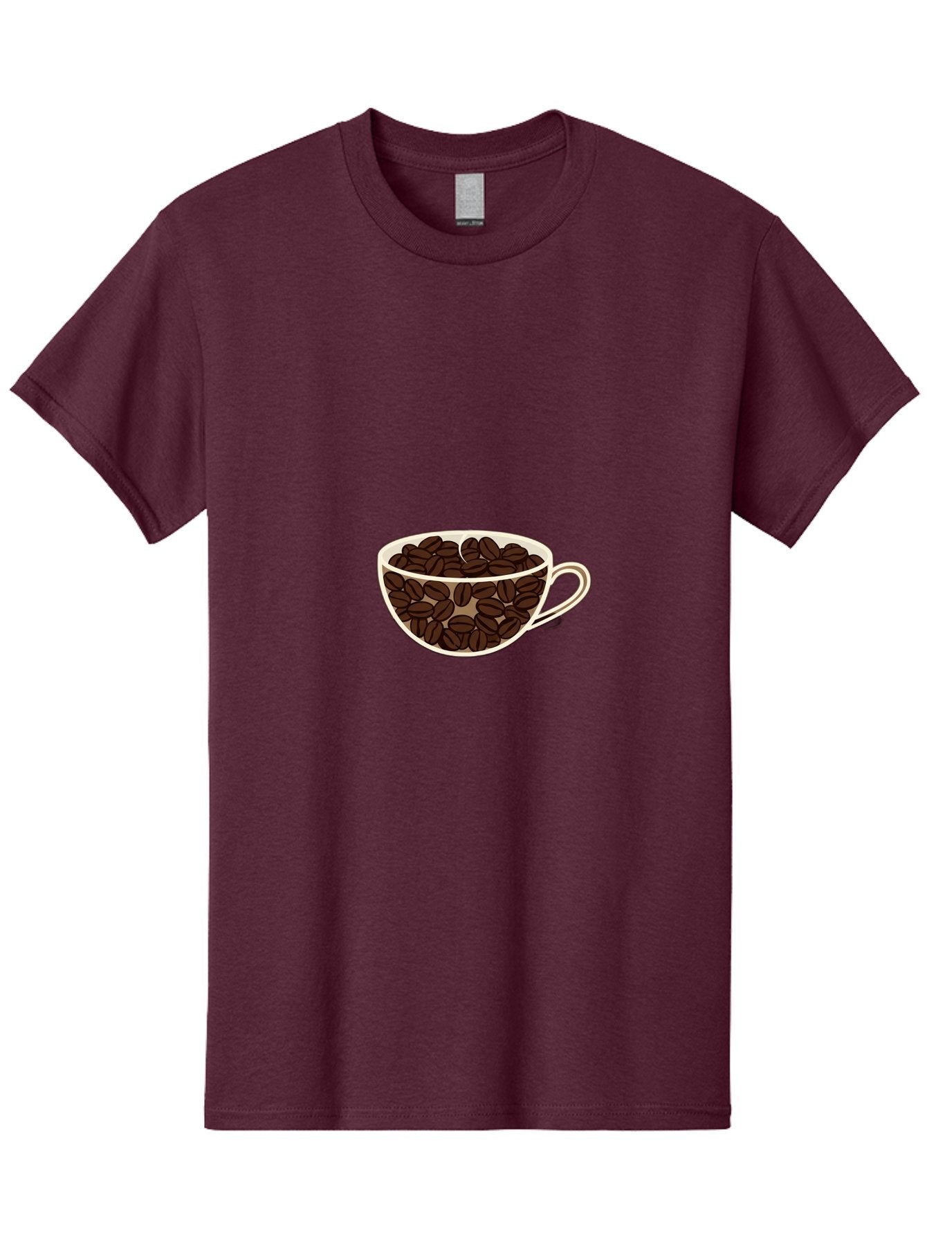 Coffee-Cup-4 Men'S Graphic Tee, 100% Cotton, Comfortable Casual Summer Wear, Machine Washable, Coffee Beans In A Cup, Coffee Cup, Coffee Beans, Brown Coffee Beans, White Porcelain Cup, Simple Design, Minimalistic Art, Coffee Illustration, Baa354 9