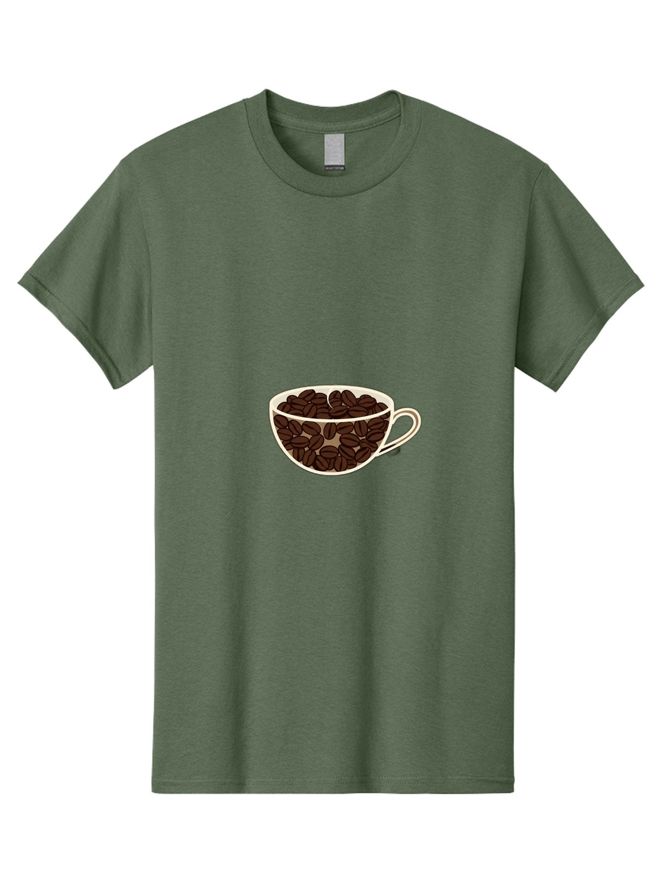 Coffee-Cup-4 Men'S Graphic Tee, 100% Cotton, Comfortable Casual Summer Wear, Machine Washable, Coffee Beans In A Cup, Coffee Cup, Coffee Beans, Brown Coffee Beans, White Porcelain Cup, Simple Design, Minimalistic Art, Coffee Illustration, Baa354 7