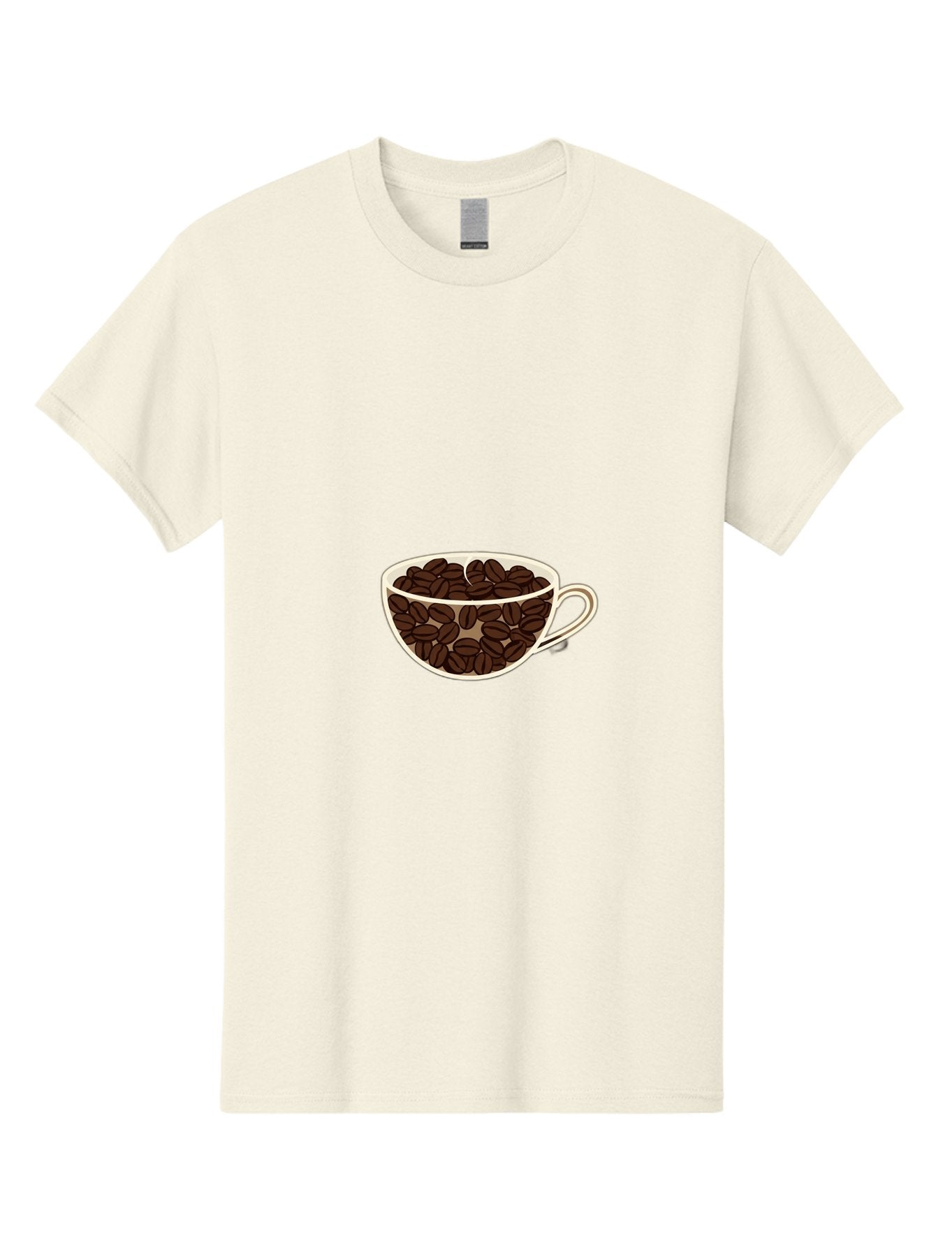 Coffee-Cup-4 Men'S Graphic Tee, 100% Cotton, Comfortable Casual Summer Wear, Machine Washable, Coffee Beans In A Cup, Coffee Cup, Coffee Beans, Brown Coffee Beans, White Porcelain Cup, Simple Design, Minimalistic Art, Coffee Illustration, Baa354