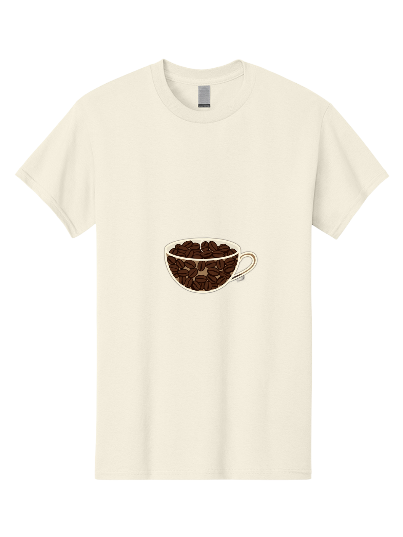 Coffee-Cup-4 Men'S Graphic Tee, 100% Cotton, Comfortable Casual Summer Wear, Machine Washable, Coffee Beans In A Cup, Coffee Cup, Coffee Beans, Brown Coffee Beans, White Porcelain Cup, Simple Design, Minimalistic Art, Coffee Illustration, Baa354 21