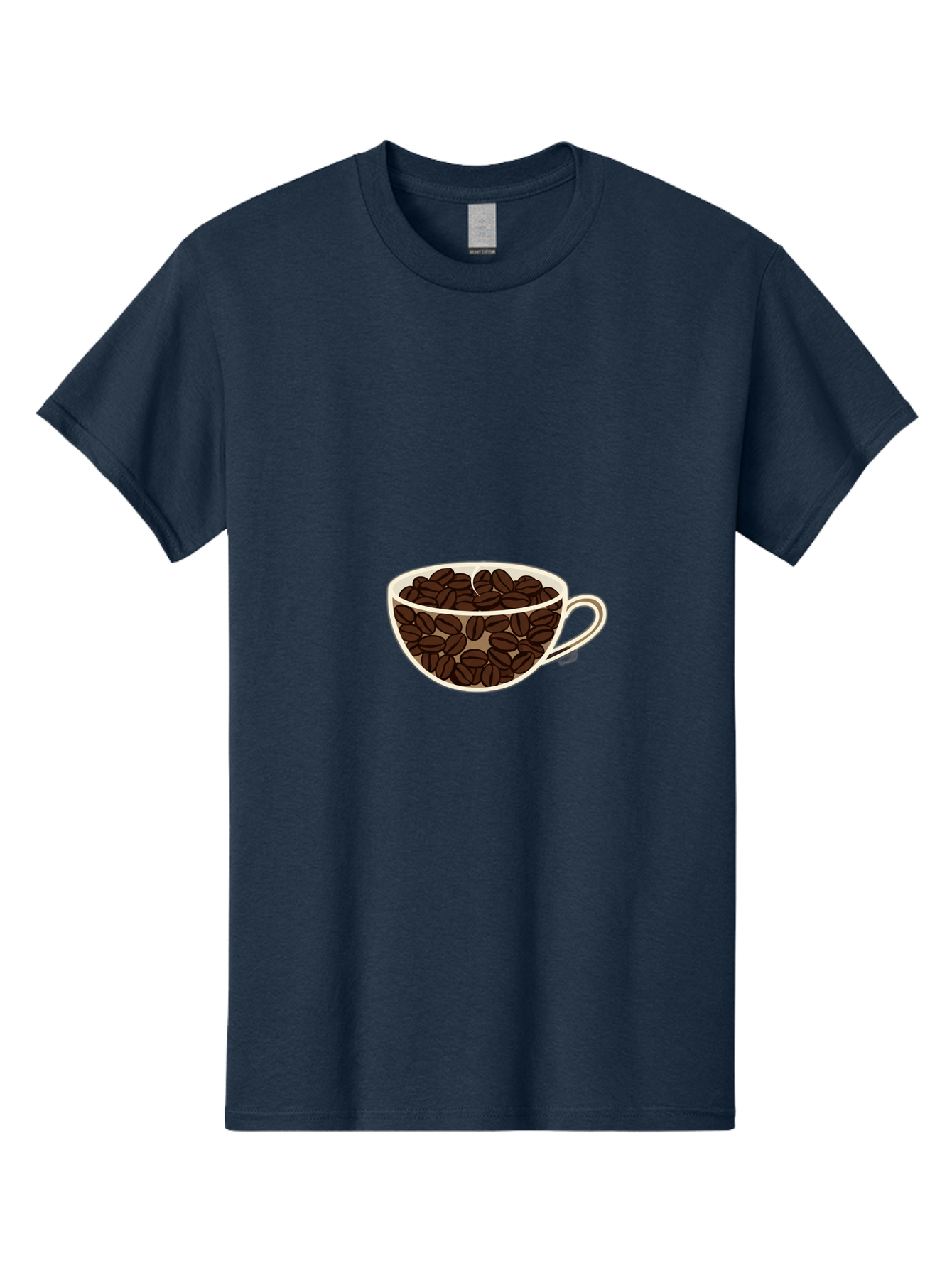 Coffee-Cup-4 Men'S Graphic Tee, 100% Cotton, Comfortable Casual Summer Wear, Machine Washable, Coffee Beans In A Cup, Coffee Cup, Coffee Beans, Brown Coffee Beans, White Porcelain Cup, Simple Design, Minimalistic Art, Coffee Illustration, Baa354 11