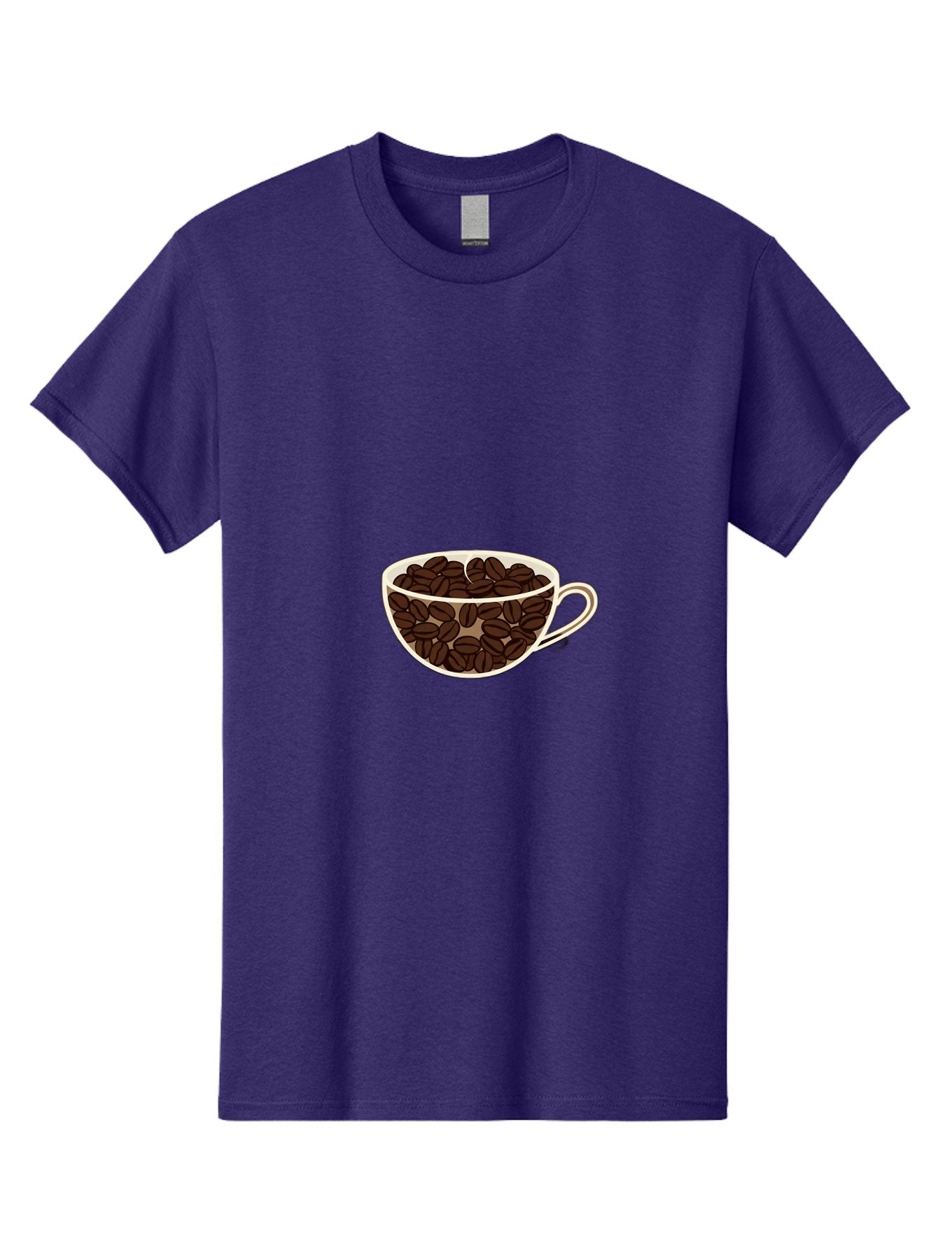 Coffee-Cup-4 Men'S Graphic Tee, 100% Cotton, Comfortable Casual Summer Wear, Machine Washable, Coffee Beans In A Cup, Coffee Cup, Coffee Beans, Brown Coffee Beans, White Porcelain Cup, Simple Design, Minimalistic Art, Coffee Illustration, Baa354 13