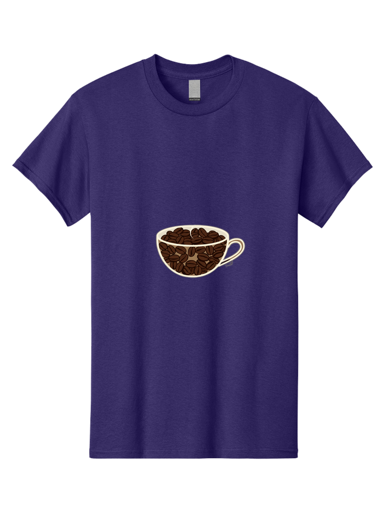 Coffee-Cup-4 Men'S Graphic Tee, 100% Cotton, Comfortable Casual Summer Wear, Machine Washable, Coffee Beans In A Cup, Coffee Cup, Coffee Beans, Brown Coffee Beans, White Porcelain Cup, Simple Design, Minimalistic Art, Coffee Illustration, Baa354 29