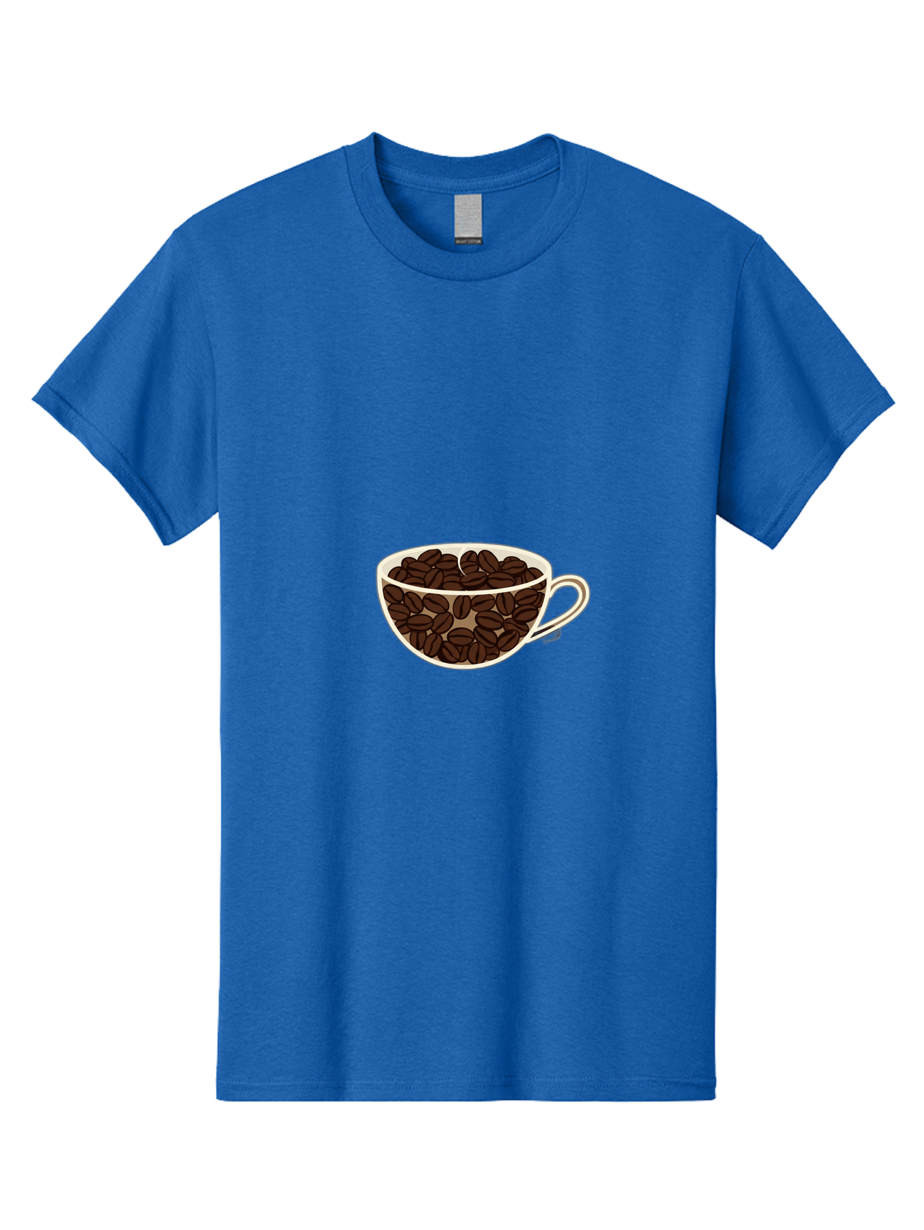 Coffee-Cup-4 Men'S Graphic Tee, 100% Cotton, Comfortable Casual Summer Wear, Machine Washable, Coffee Beans In A Cup, Coffee Cup, Coffee Beans, Brown Coffee Beans, White Porcelain Cup, Simple Design, Minimalistic Art, Coffee Illustration, Baa354 17