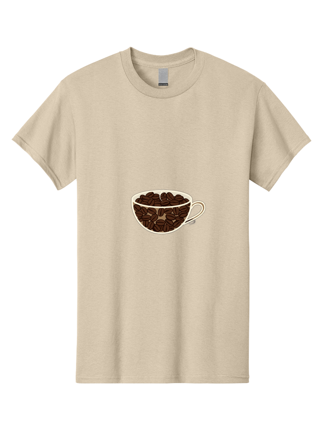 Coffee-Cup-4 Men'S Graphic Tee, 100% Cotton, Comfortable Casual Summer Wear, Machine Washable, Coffee Beans In A Cup, Coffee Cup, Coffee Beans, Brown Coffee Beans, White Porcelain Cup, Simple Design, Minimalistic Art, Coffee Illustration, Baa354 15