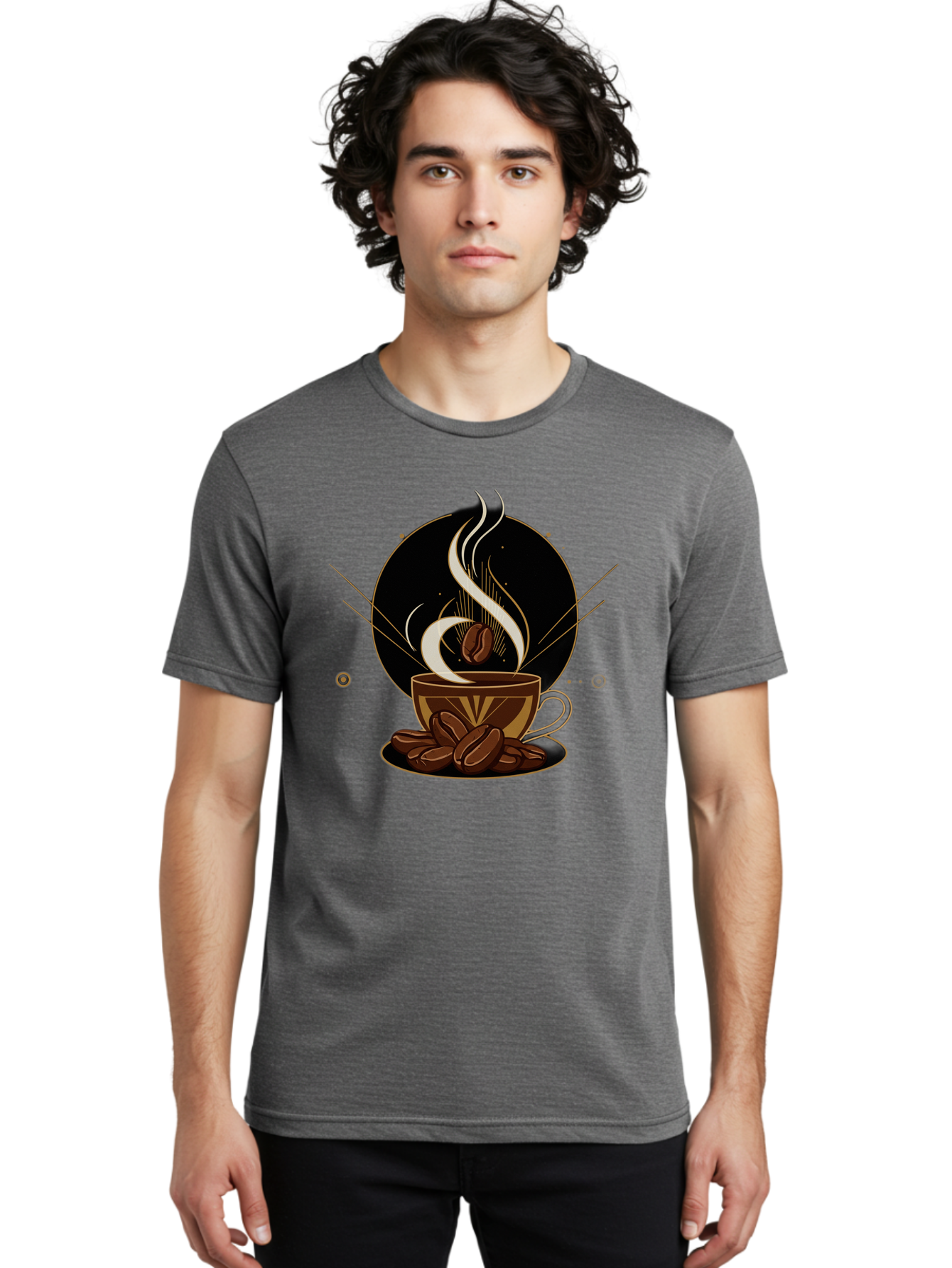 Coffee-Cup-7 Men'S Graphic Tee, 100% Cotton, Comfortable Casual Summer Wear, Machine Washable, Steaming Hot Coffee, Coffee Cup, Coffee Beans, Brown Tones, Abstract Shapes, Minimalist Design, Coffee Lover, Morning Pick-Me-Up, Caffeine Fix, Baa357 24