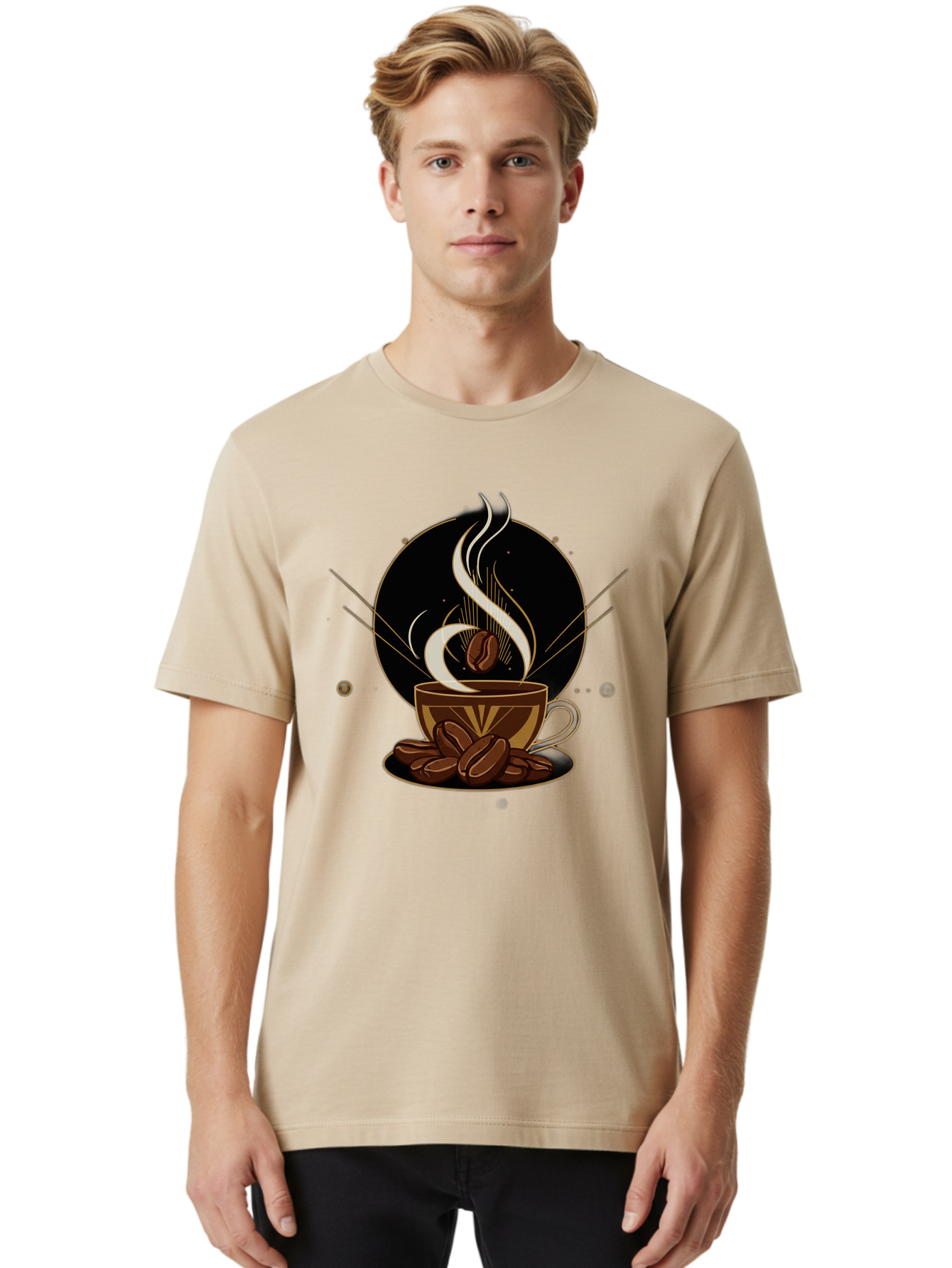 Coffee-Cup-7 Men'S Graphic Tee, 100% Cotton, Comfortable Casual Summer Wear, Machine Washable, Steaming Hot Coffee, Coffee Cup, Coffee Beans, Brown Tones, Abstract Shapes, Minimalist Design, Coffee Lover, Morning Pick-Me-Up, Caffeine Fix, Baa357 20