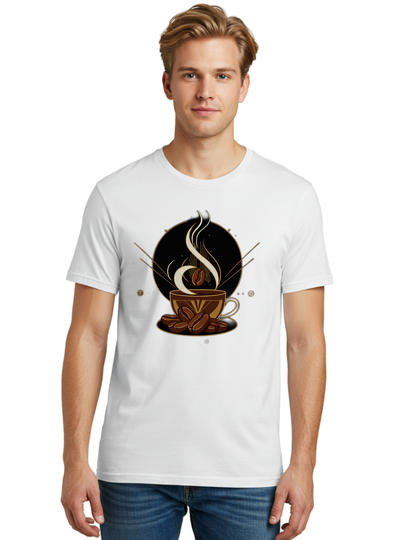 Coffee-Cup-7 Men'S Graphic Tee, 100% Cotton, Comfortable Casual Summer Wear, Machine Washable, Steaming Hot Coffee, Coffee Cup, Coffee Beans, Brown Tones, Abstract Shapes, Minimalist Design, Coffee Lover, Morning Pick-Me-Up, Caffeine Fix, Baa357 30