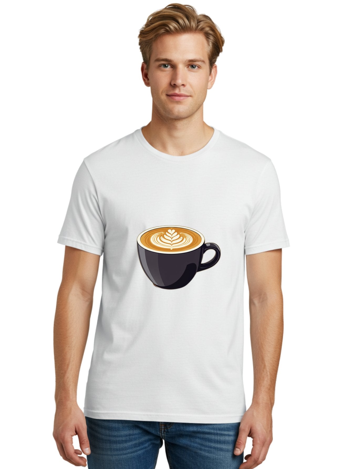 Coffee-Cup-8 Men'S Graphic Tee, 100% Cotton, Comfortable Casual Summer Wear, Machine Washable, Coffee Cup, Latte Art, Coffee Drink, Espresso, Morning Coffee, Daily Grind, Coffee Culture, Coffee Time Baa358 23
